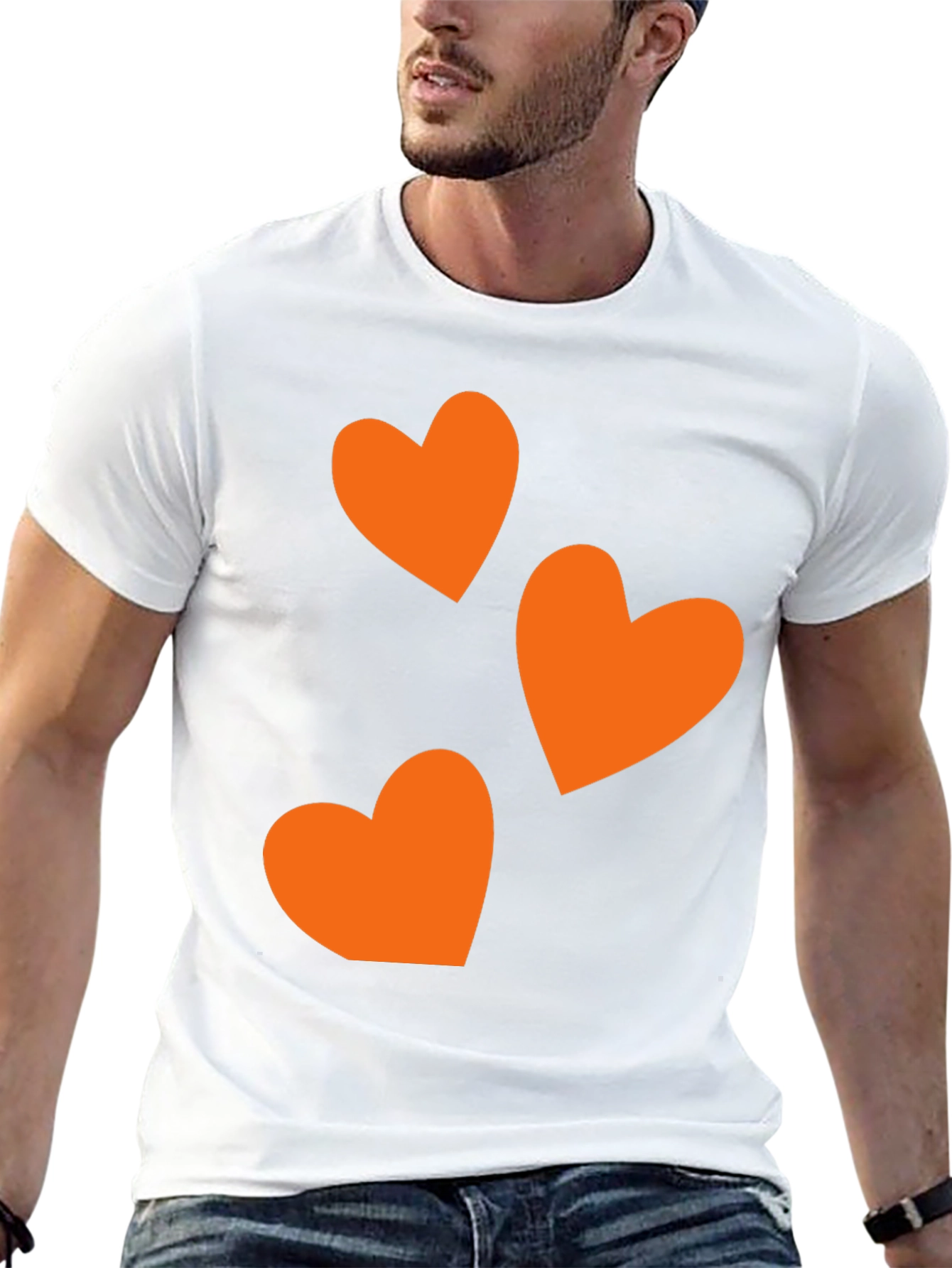Black T-Shirt with Orange Heart Design