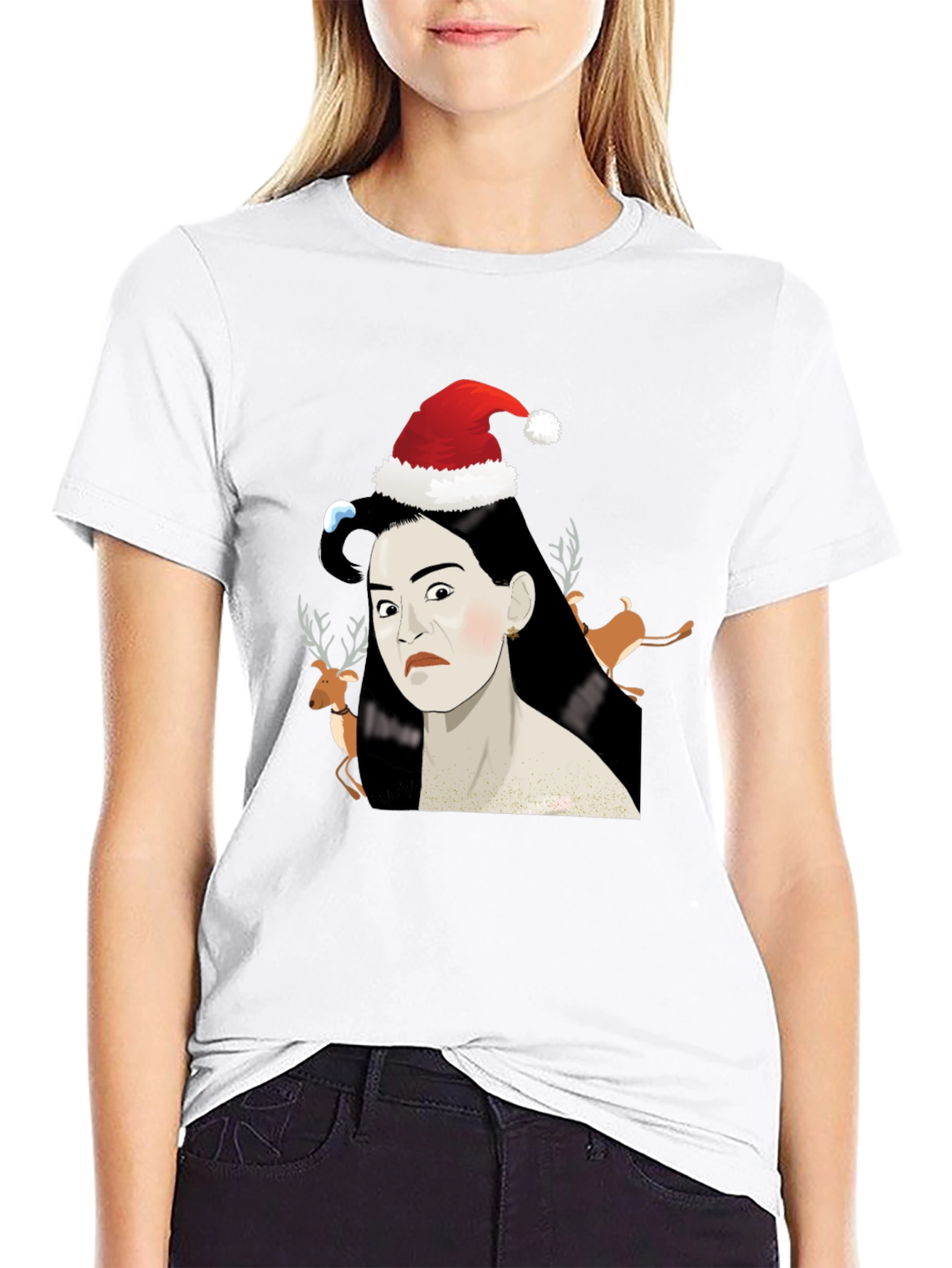 Funny Christmas T-Shirt with Santa Hat Design