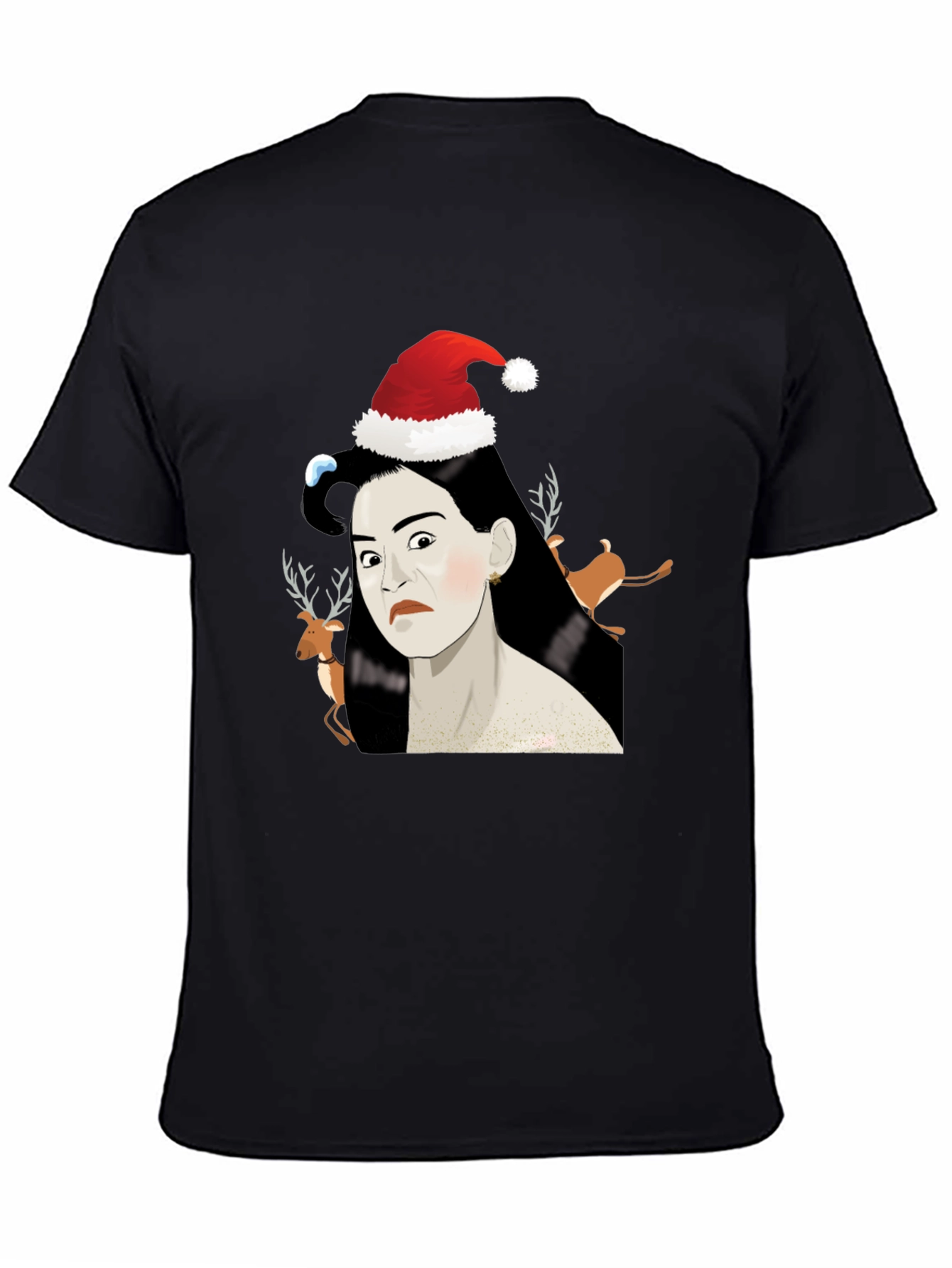 Funny Christmas T-Shirt with Santa Hat Design