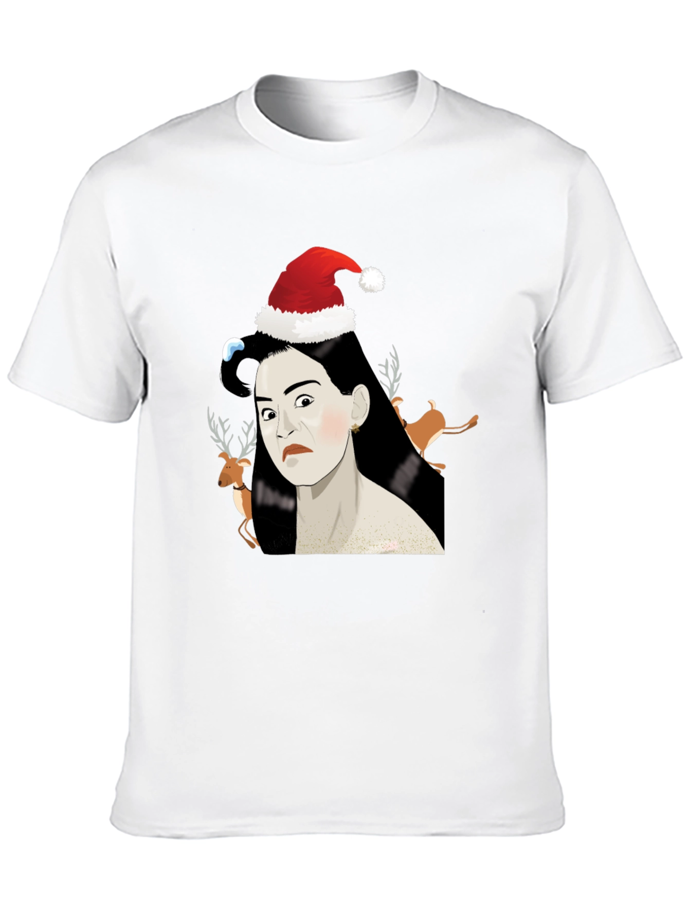 Funny Christmas T-Shirt with Santa Hat Design