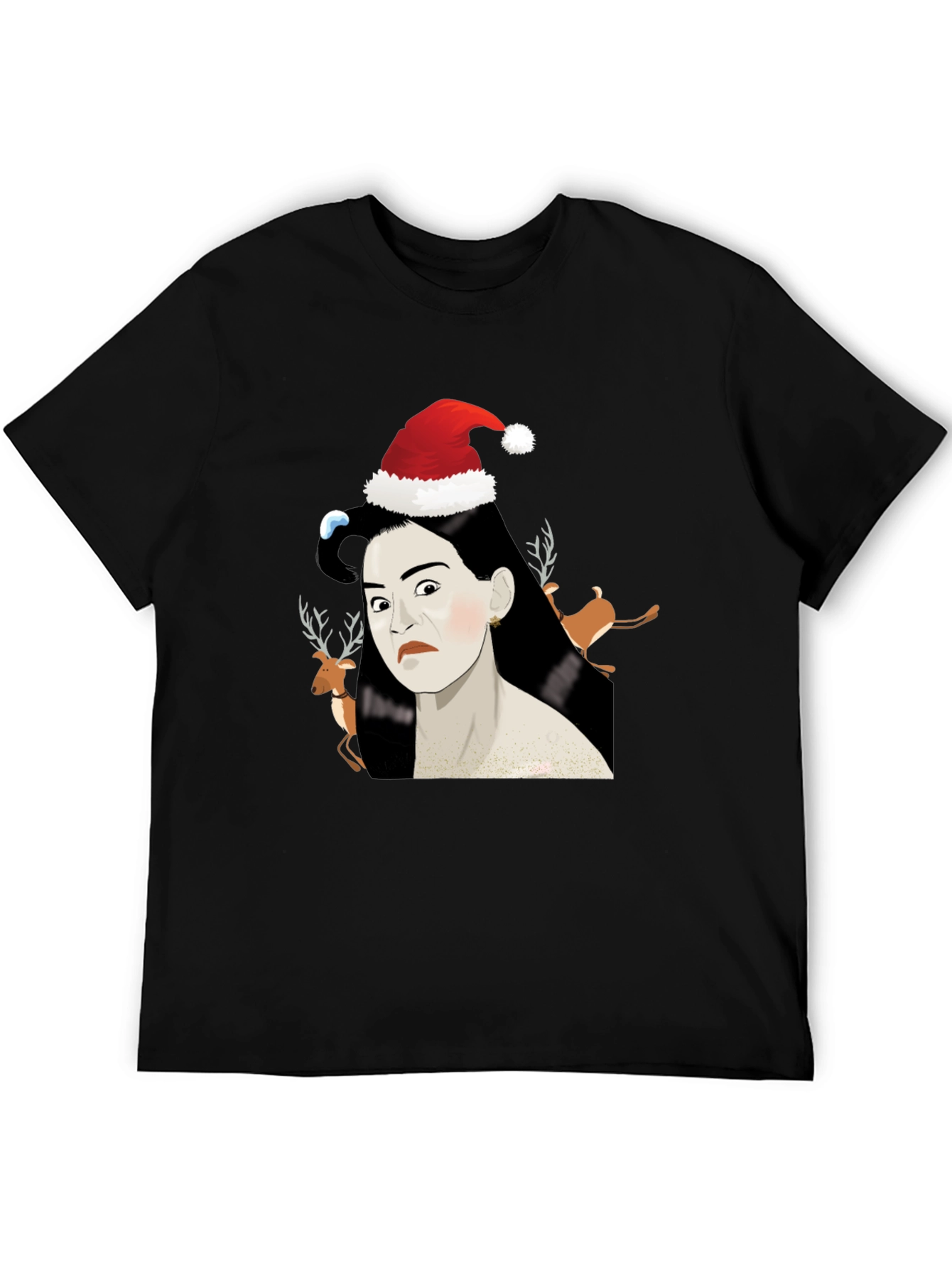Funny Christmas T-Shirt with Santa Hat Design