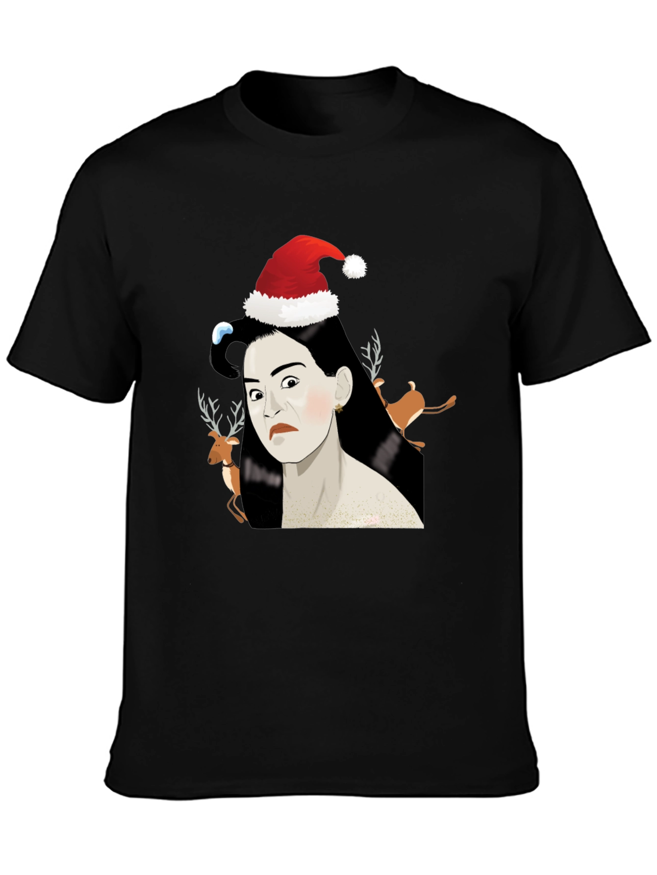 Funny Christmas T-Shirt with Santa Hat Design