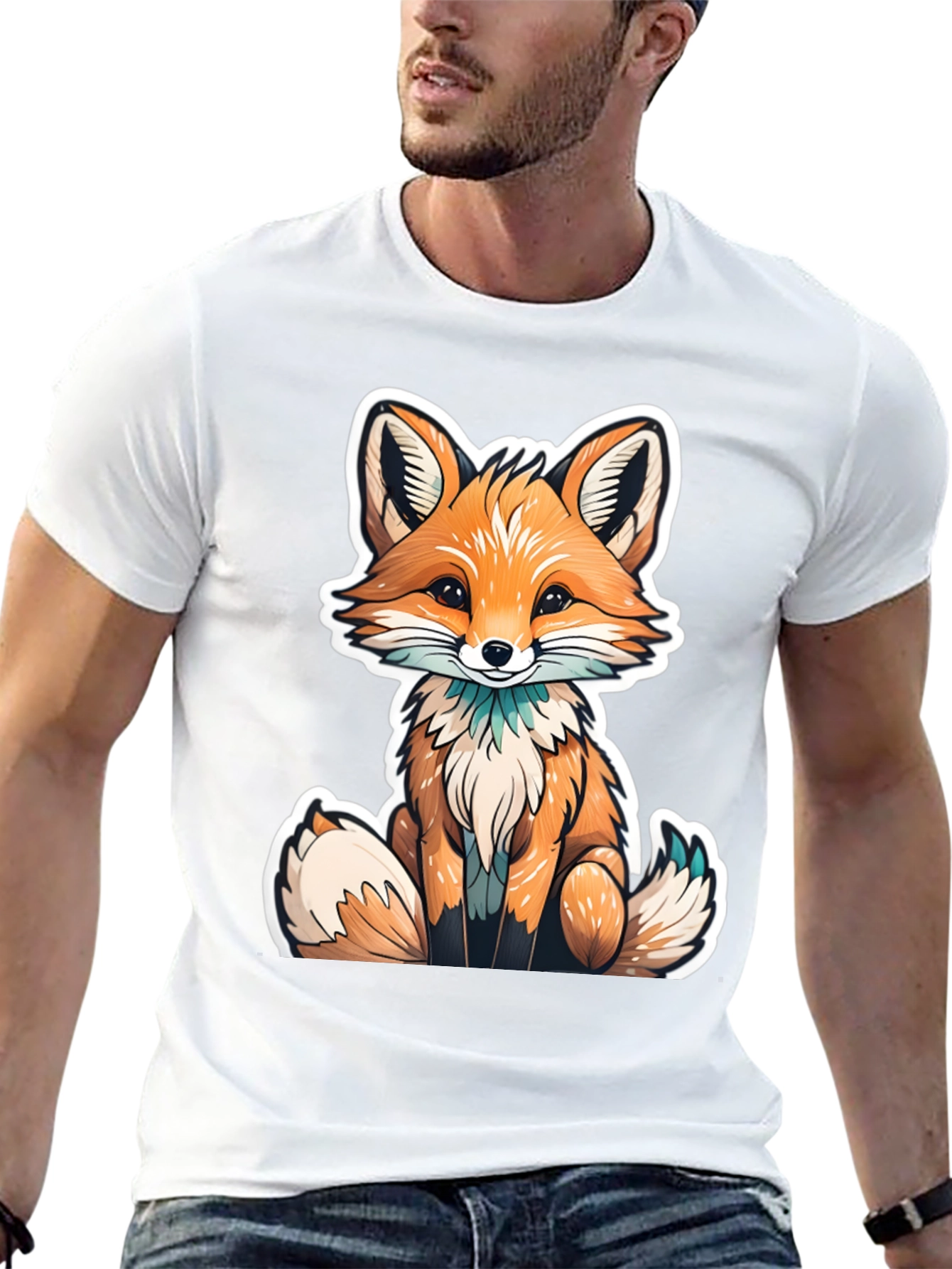 Cute Fox Graphic Tee - Black Unisex T-Shirt