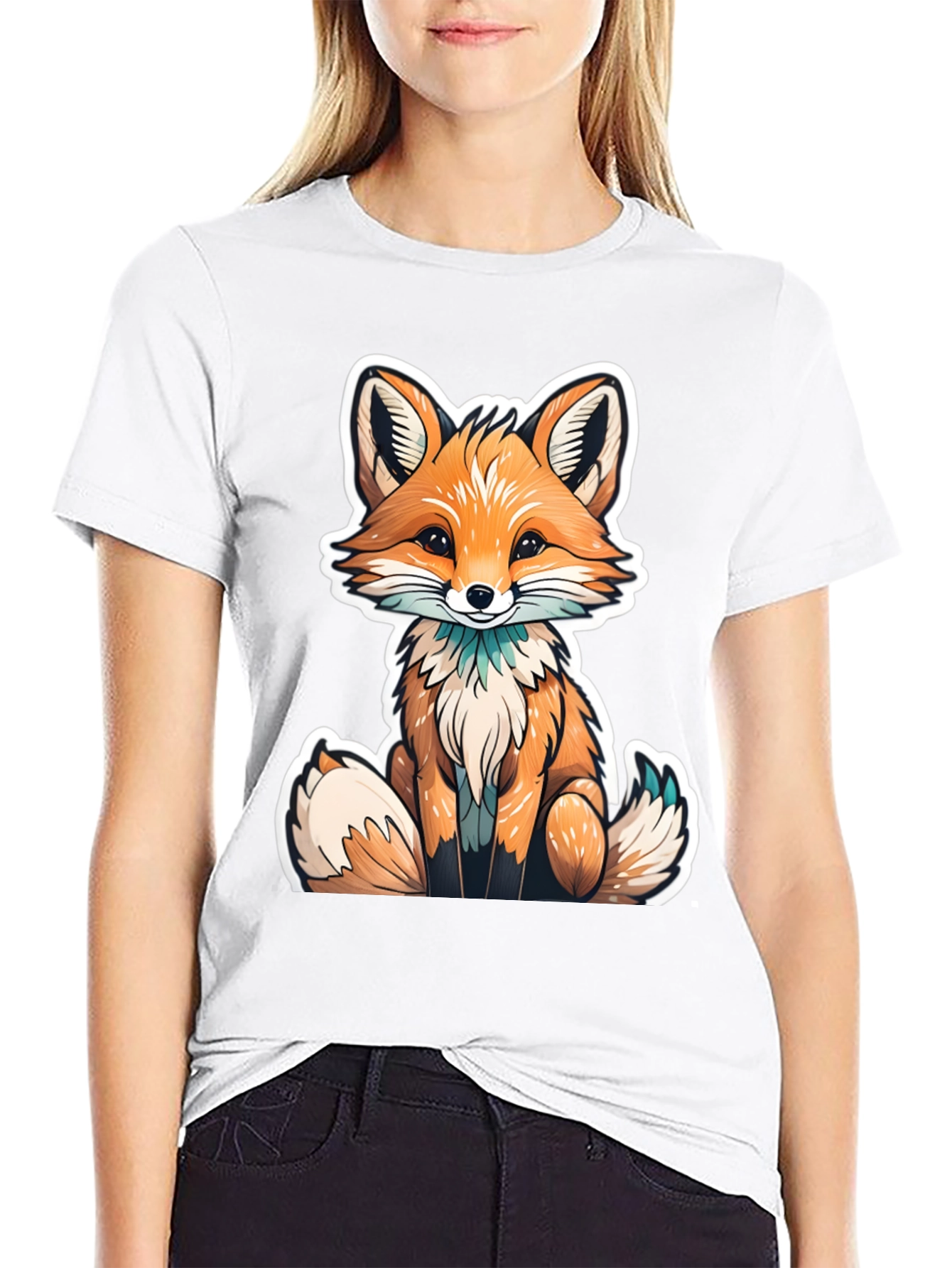 Cute Fox Graphic Tee - Black Unisex T-Shirt