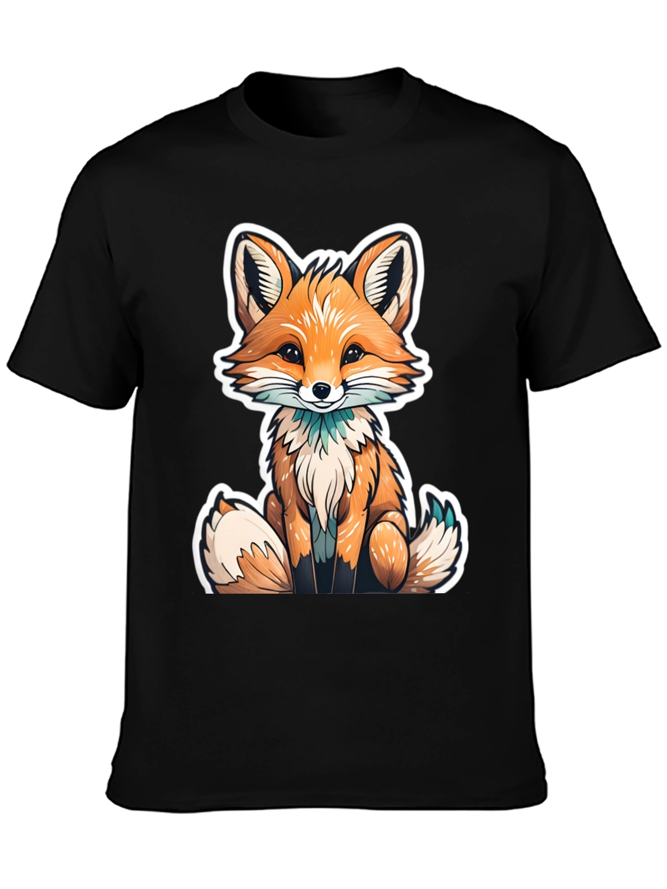 Cute Fox Graphic Tee - Black Unisex T-Shirt