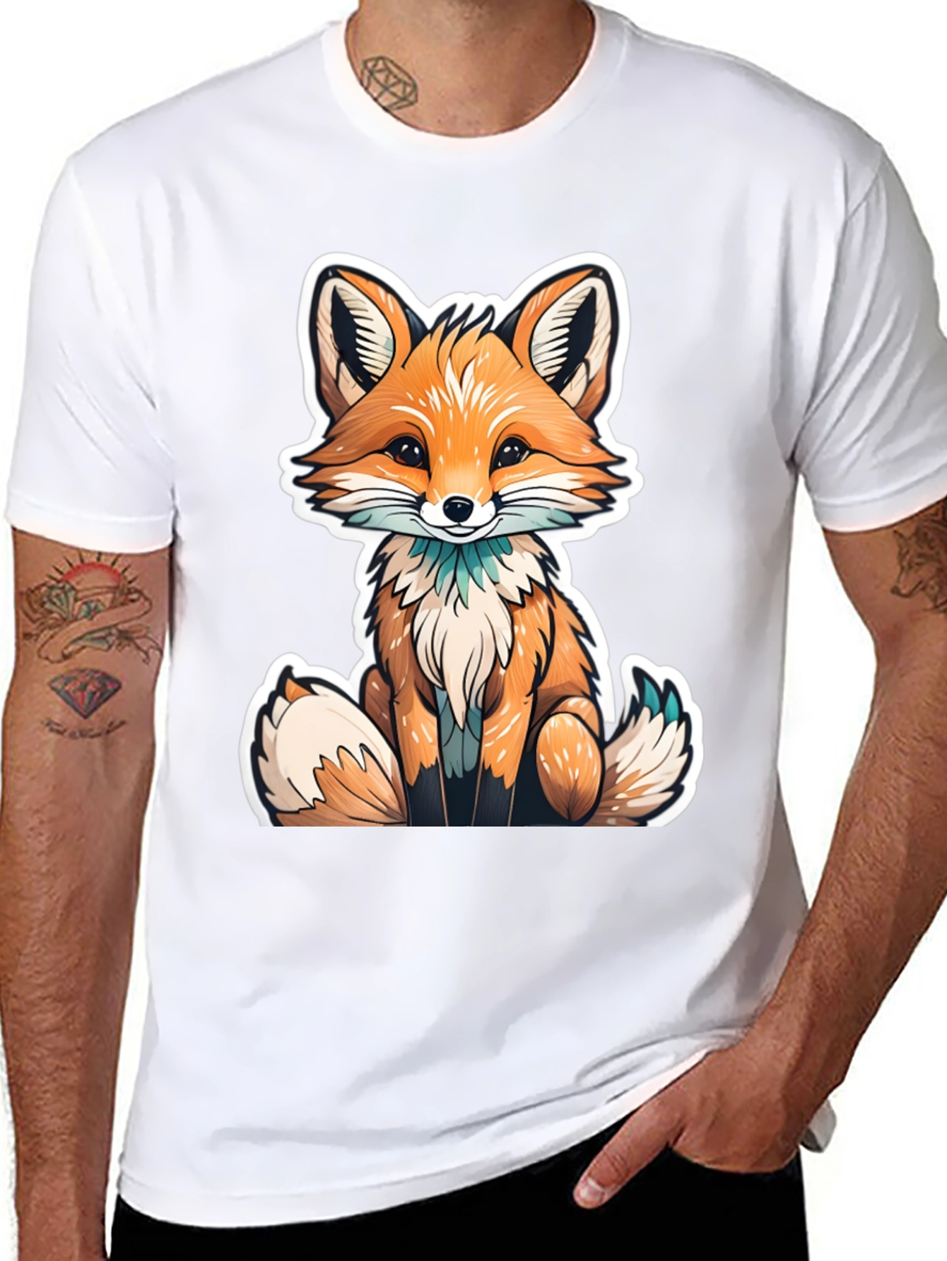 Cute Fox Graphic Tee - Black Unisex T-Shirt