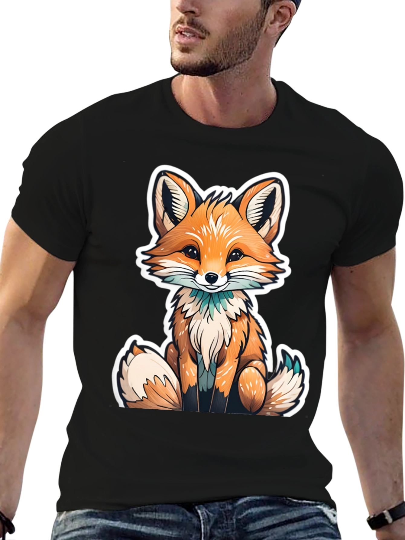 Cute Fox Graphic Tee - Black Unisex T-Shirt