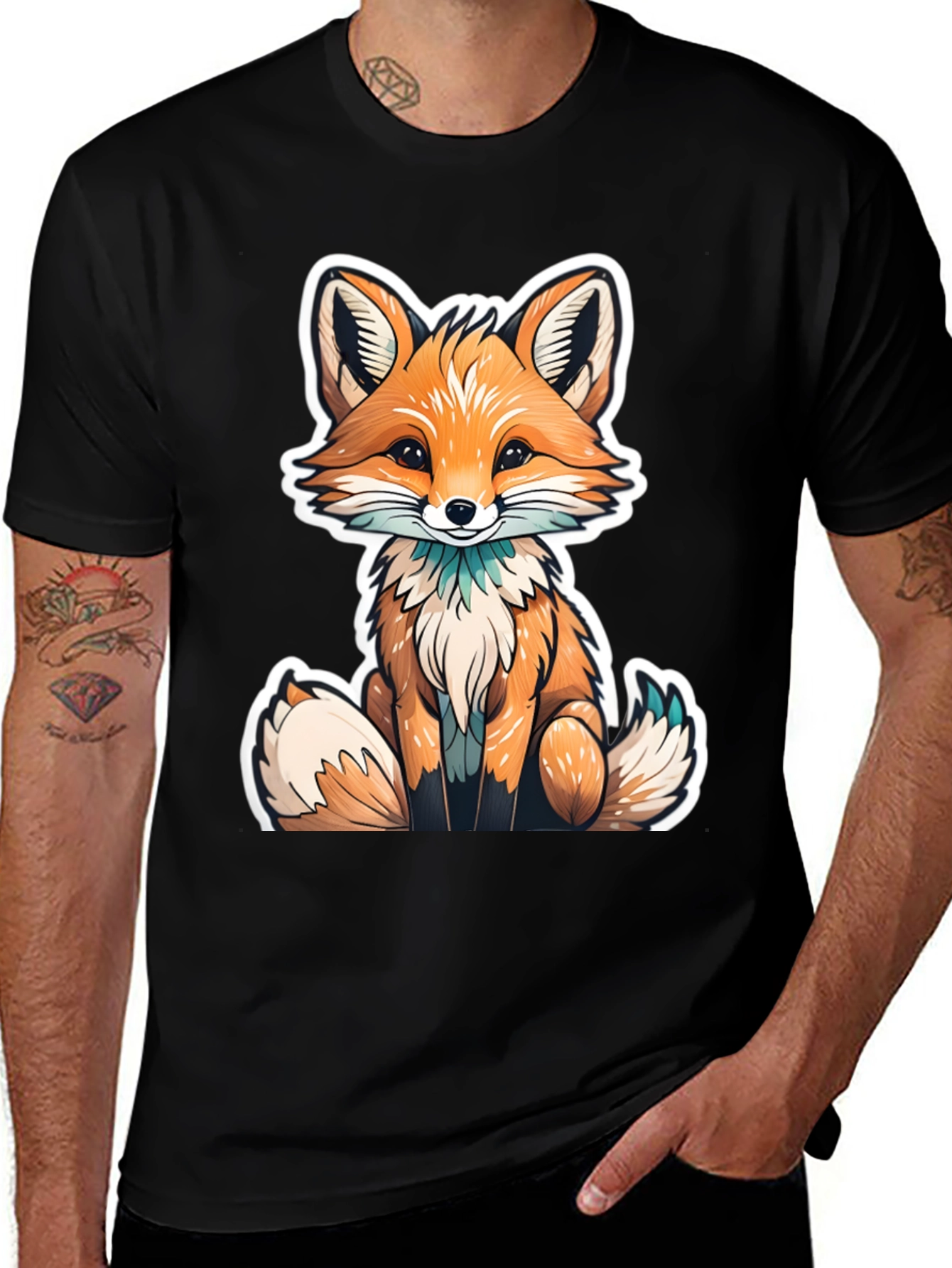 Cute Fox Graphic Tee - Black Unisex T-Shirt