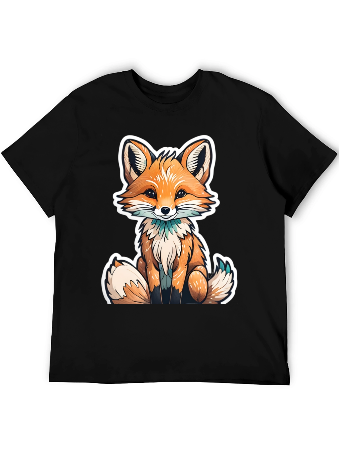 Cute Fox Graphic Tee - Black Unisex T-Shirt