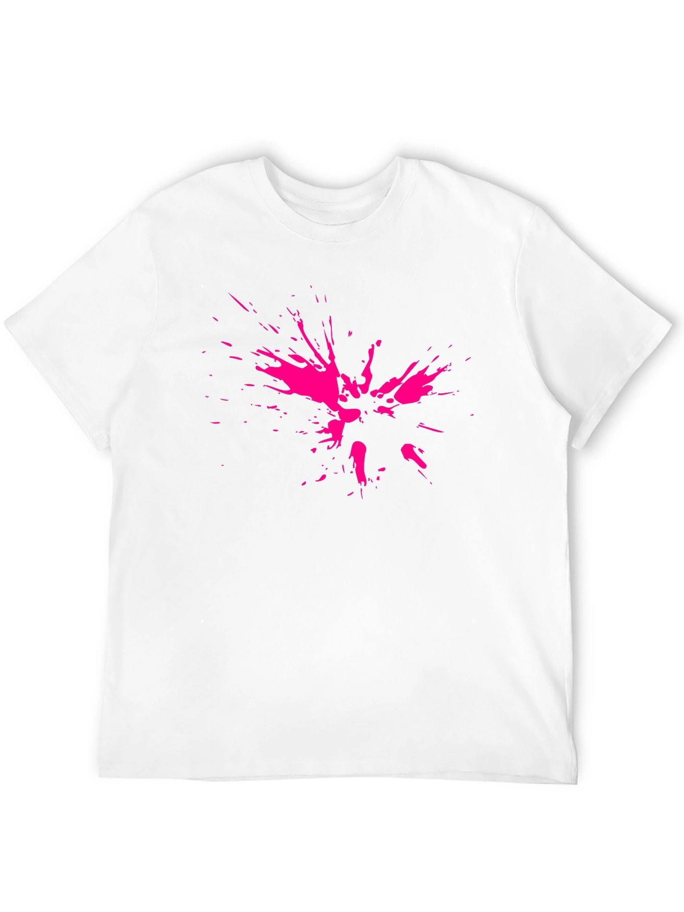 Abstract Pink Splatter Print Black T-Shirt