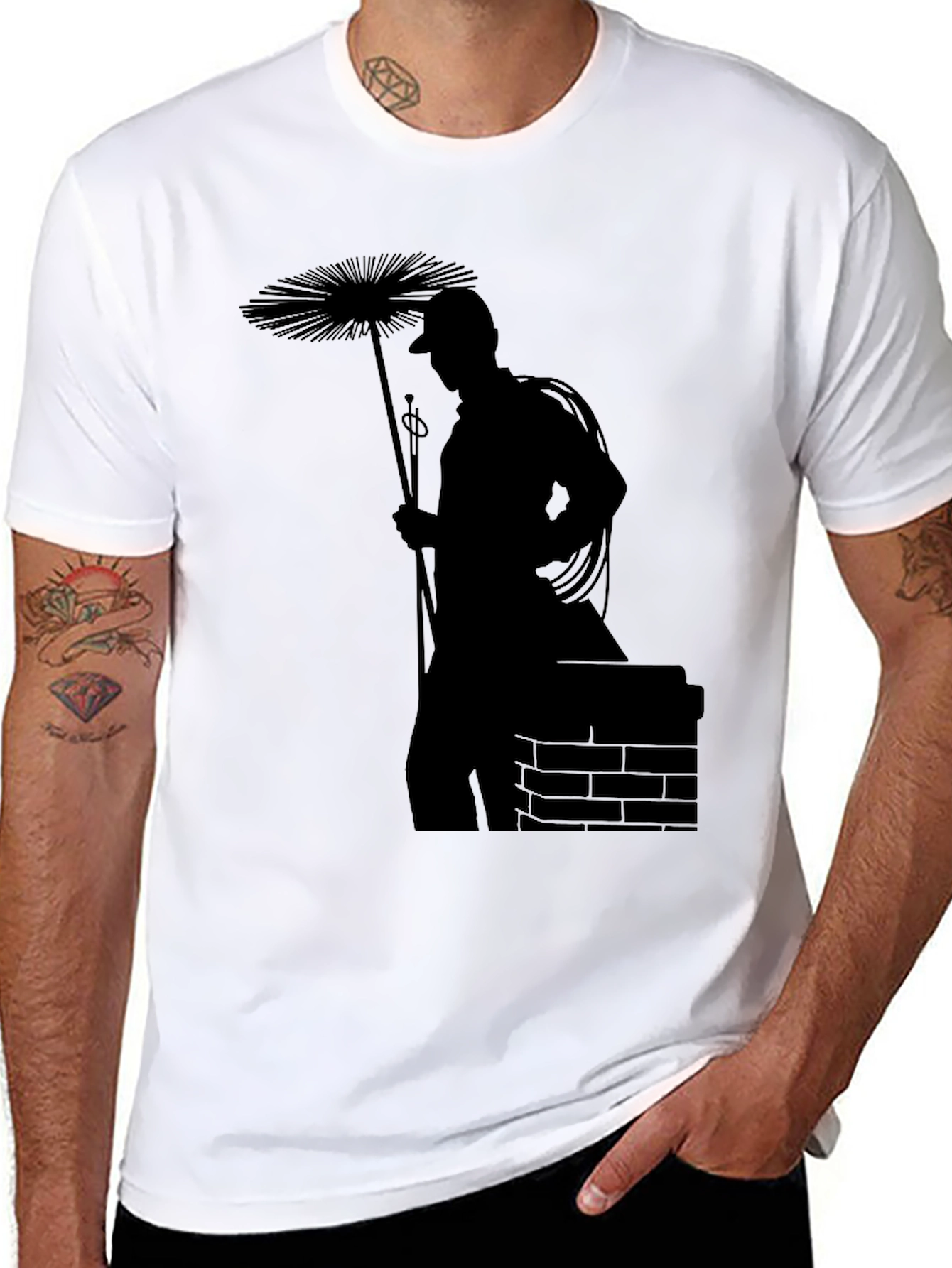 Chimney Sweep Silhouette Black Graphic Tee