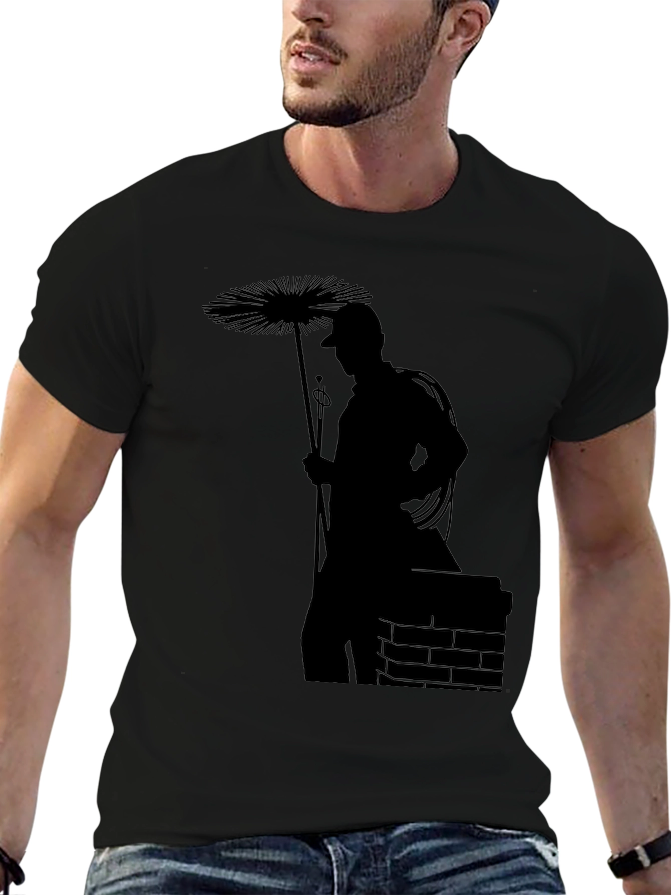 Chimney Sweep Silhouette Black Graphic Tee