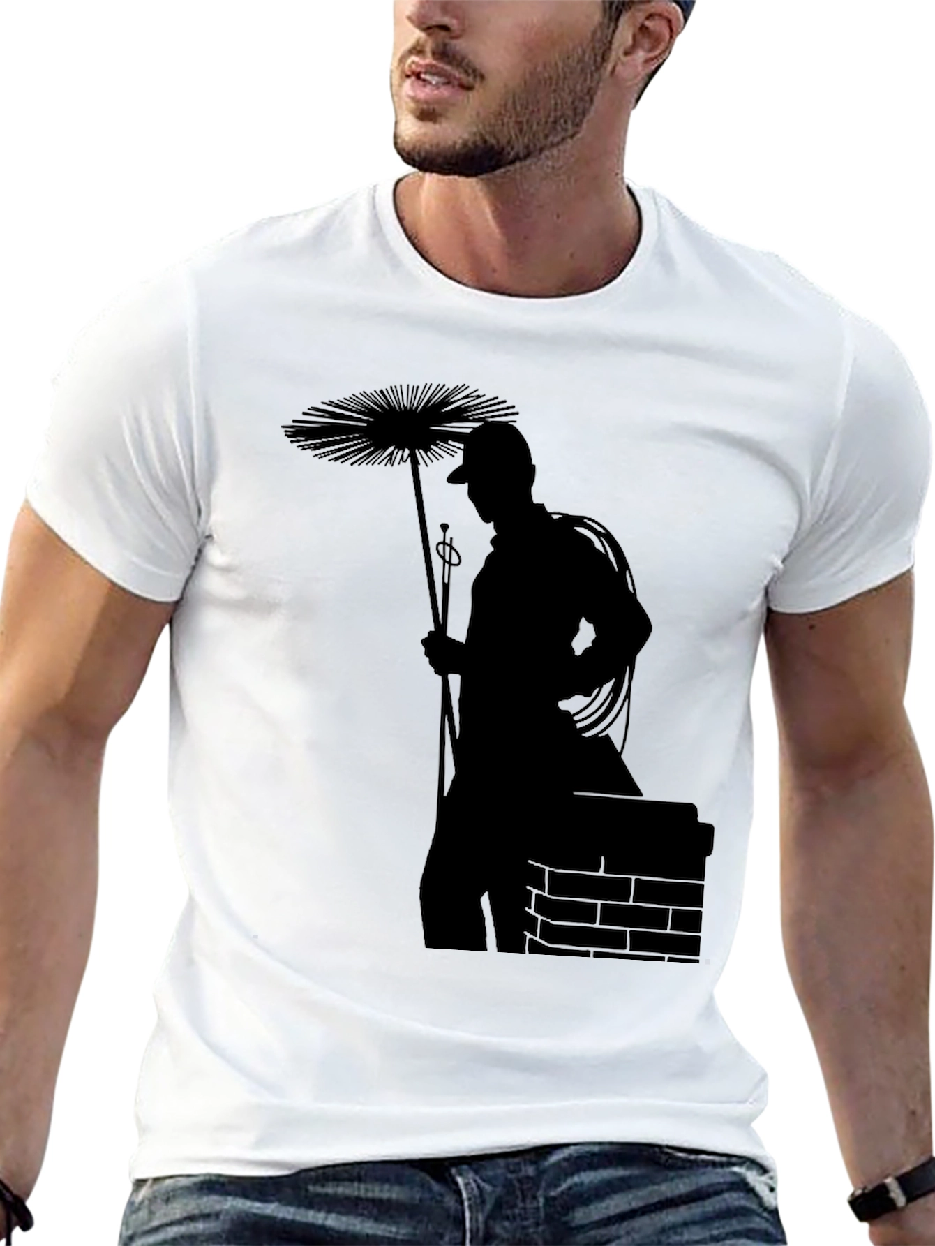 Chimney Sweep Silhouette Black Graphic Tee