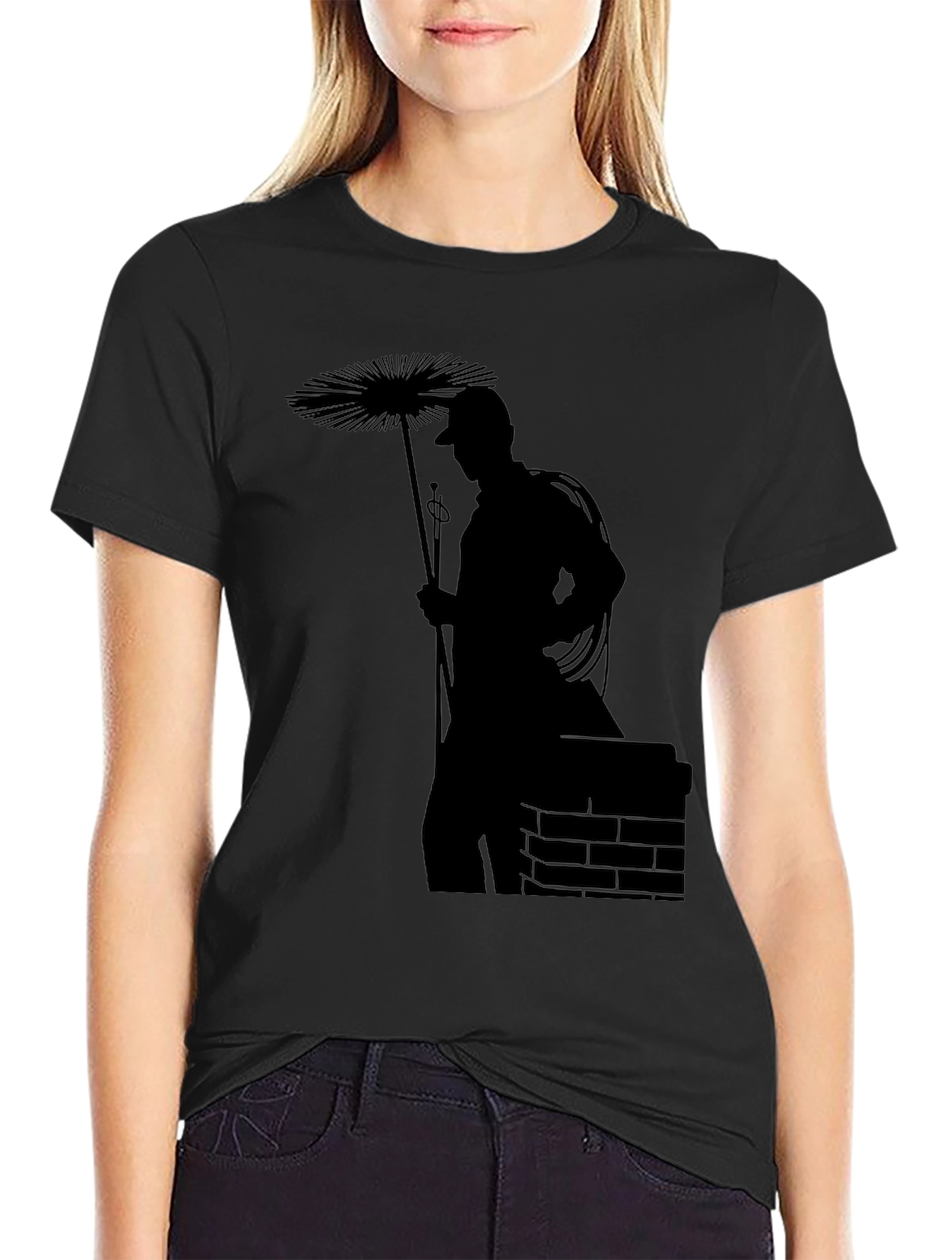 Chimney Sweep Silhouette Black Graphic Tee