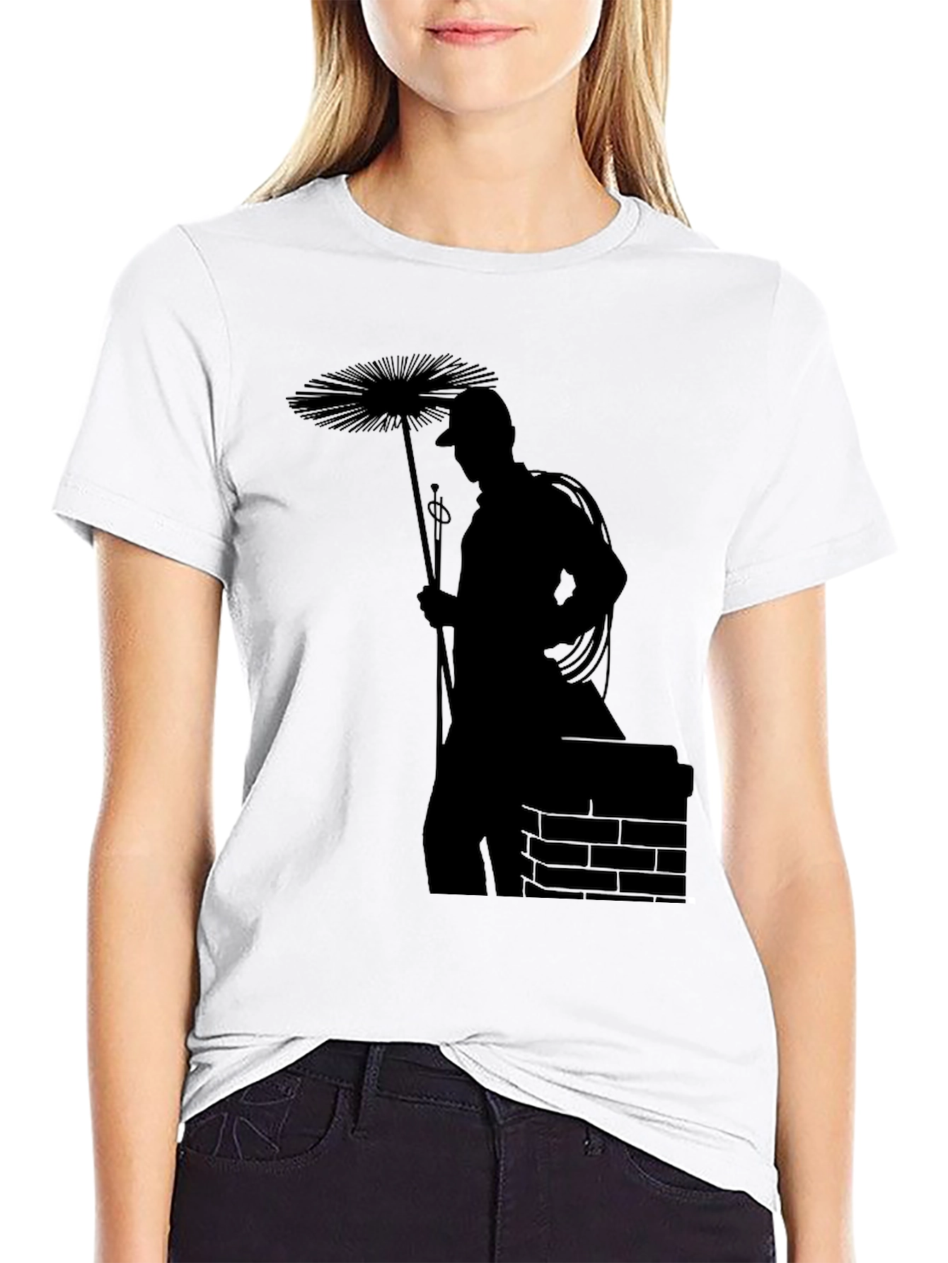 Chimney Sweep Silhouette Black Graphic Tee