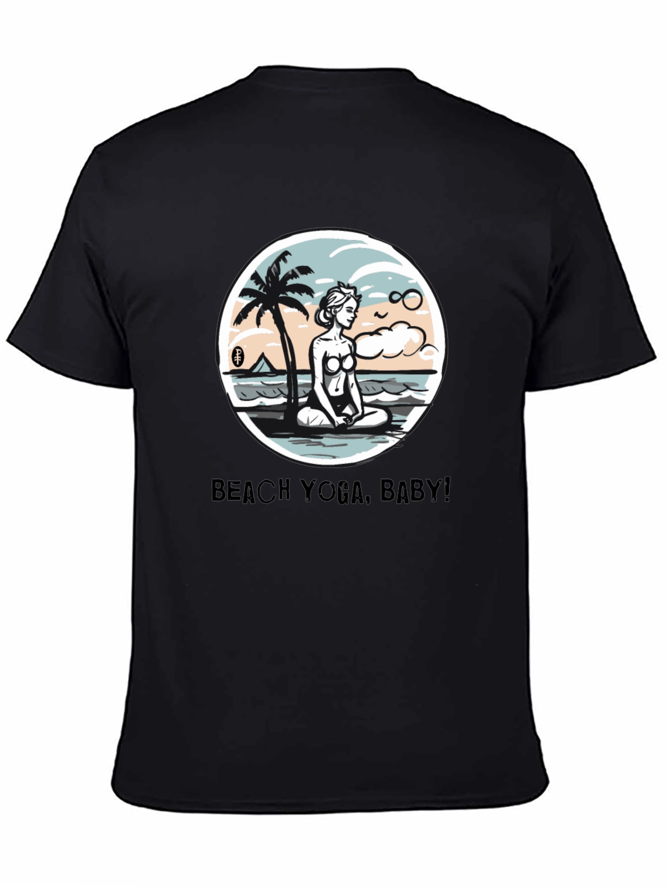 Beach Yoga Baby Mens Black T-Shirt