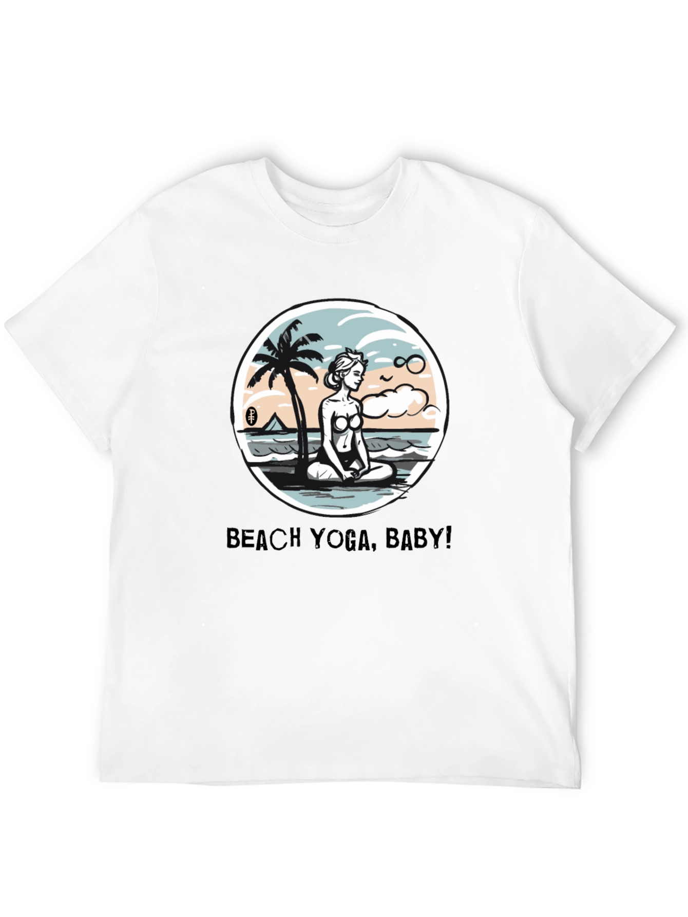 Beach Yoga Baby Mens Black T-Shirt