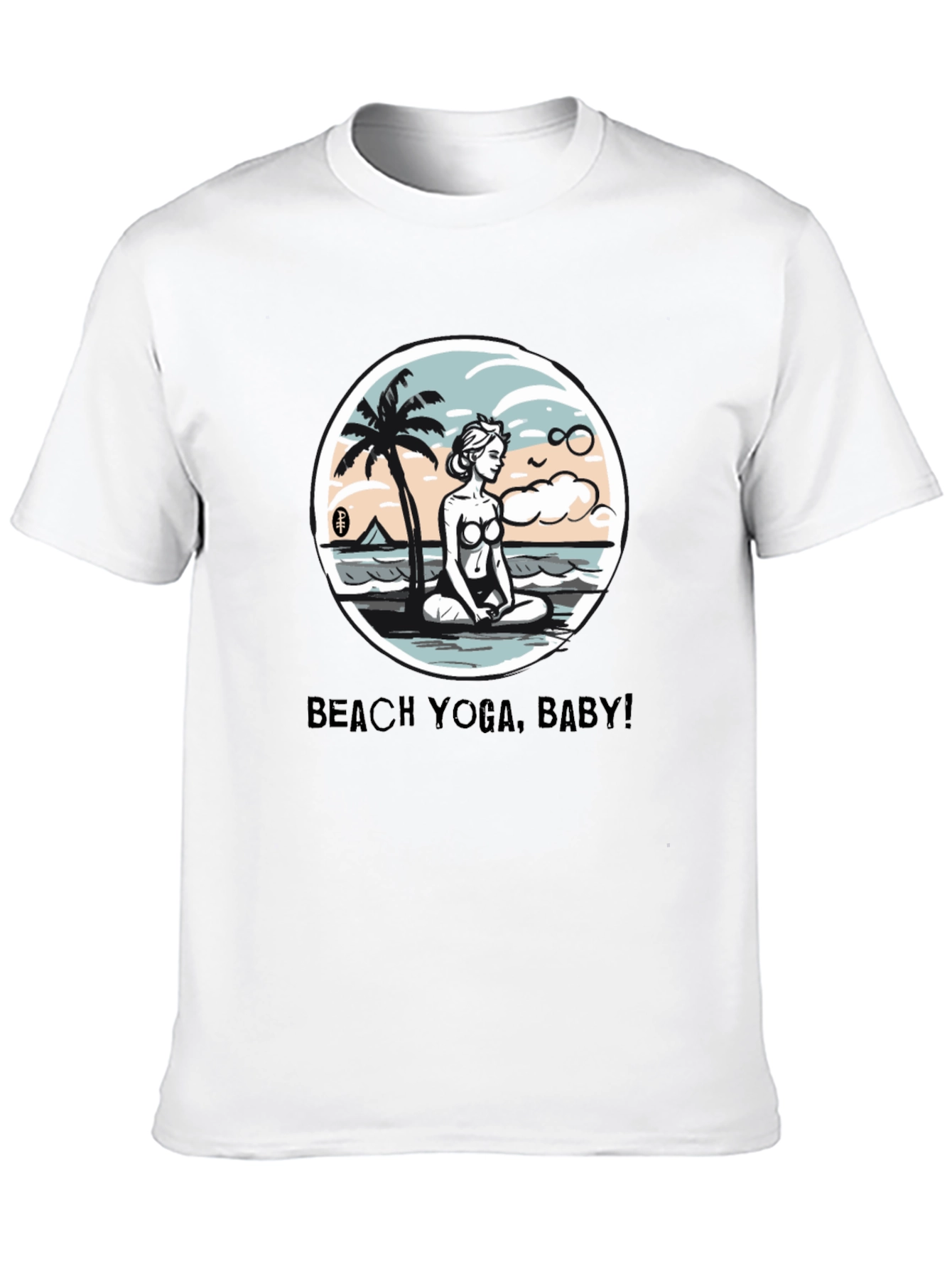 Beach Yoga Baby Mens Black T-Shirt