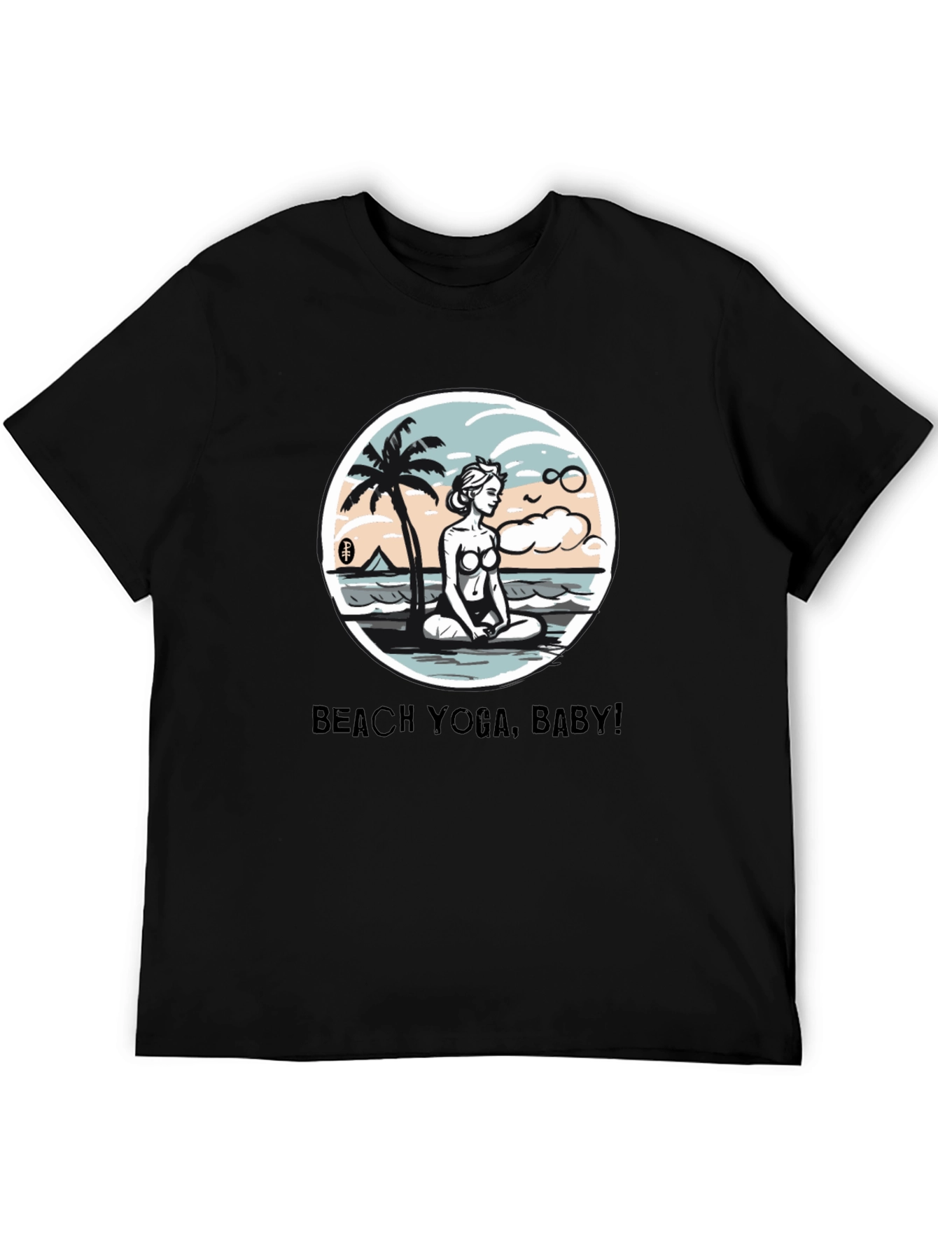 Beach Yoga Baby Mens Black T-Shirt