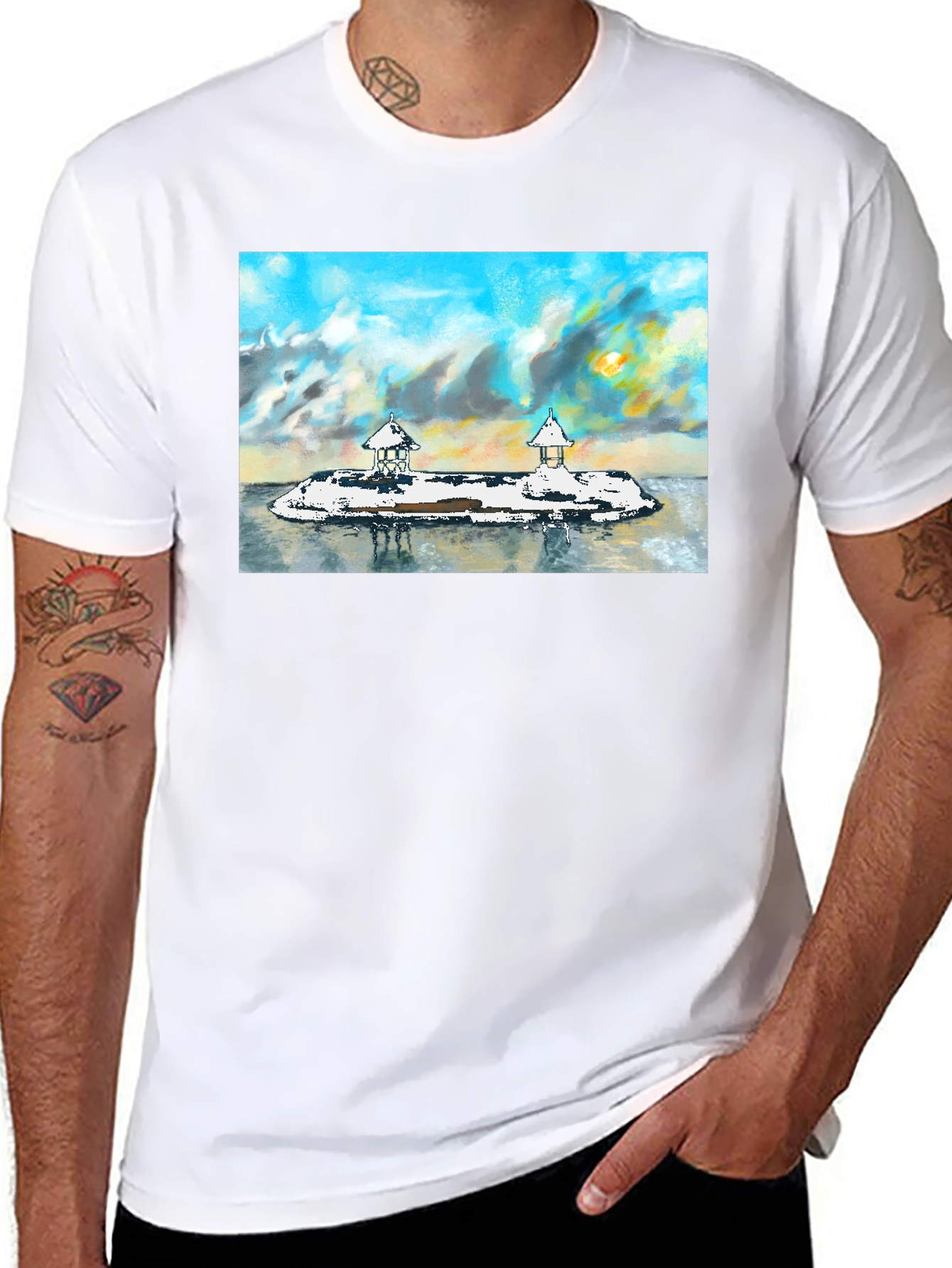 Island View Graphic Tee - Stylish Black T-Shirt