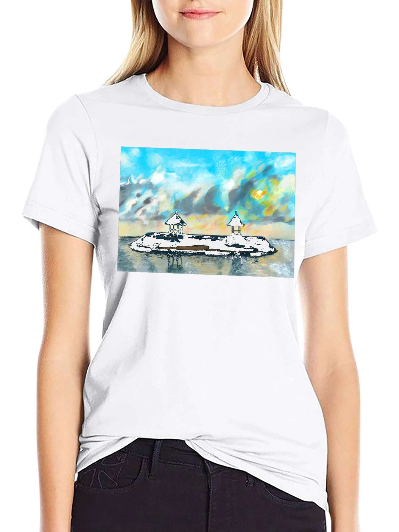 Island View Graphic Tee - Stylish Black T-Shirt