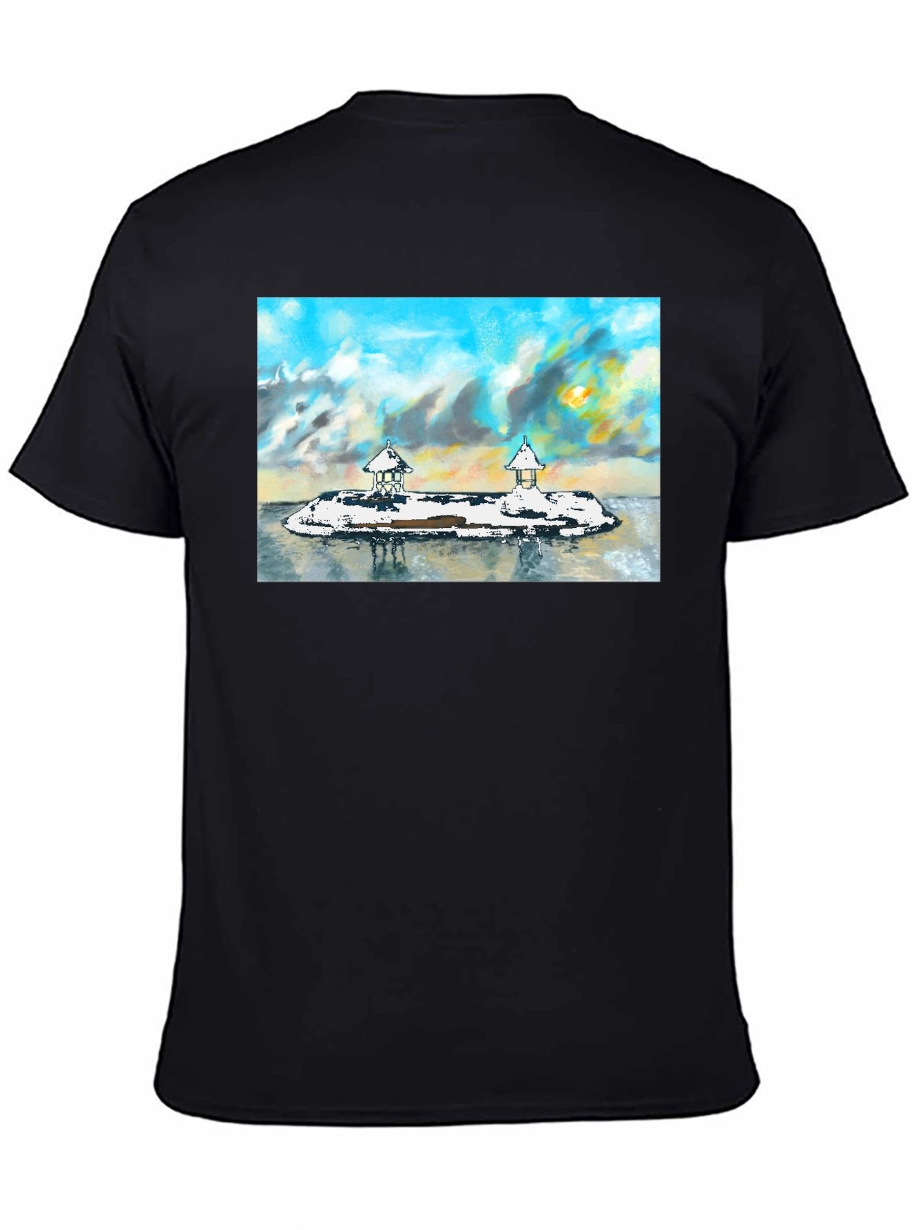 Island View Graphic Tee - Stylish Black T-Shirt