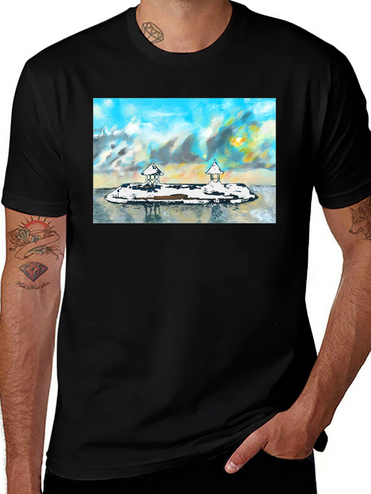 Island View Graphic Tee - Stylish Black T-Shirt