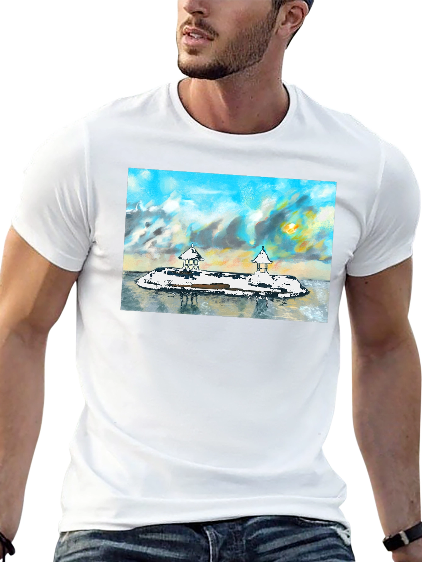 Island View Graphic Tee - Stylish Black T-Shirt