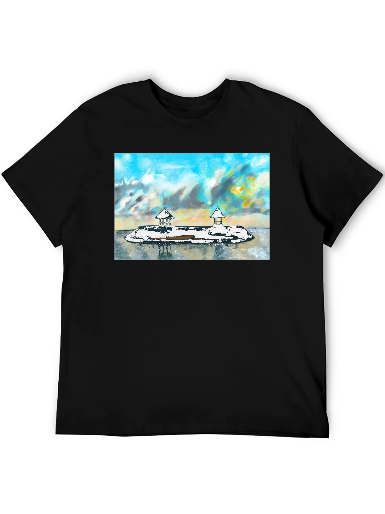Island View Graphic Tee - Stylish Black T-Shirt