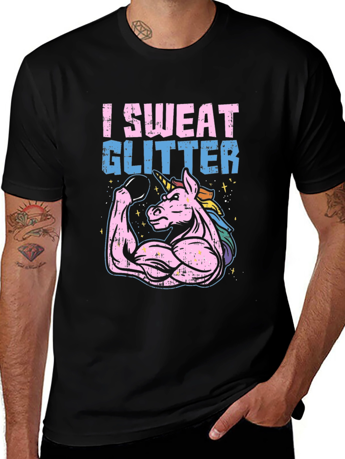 I Sweat Glitter Unicorn Gym T-Shirt