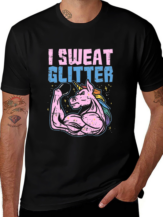 I Sweat Glitter Unicorn Gym T-Shirt