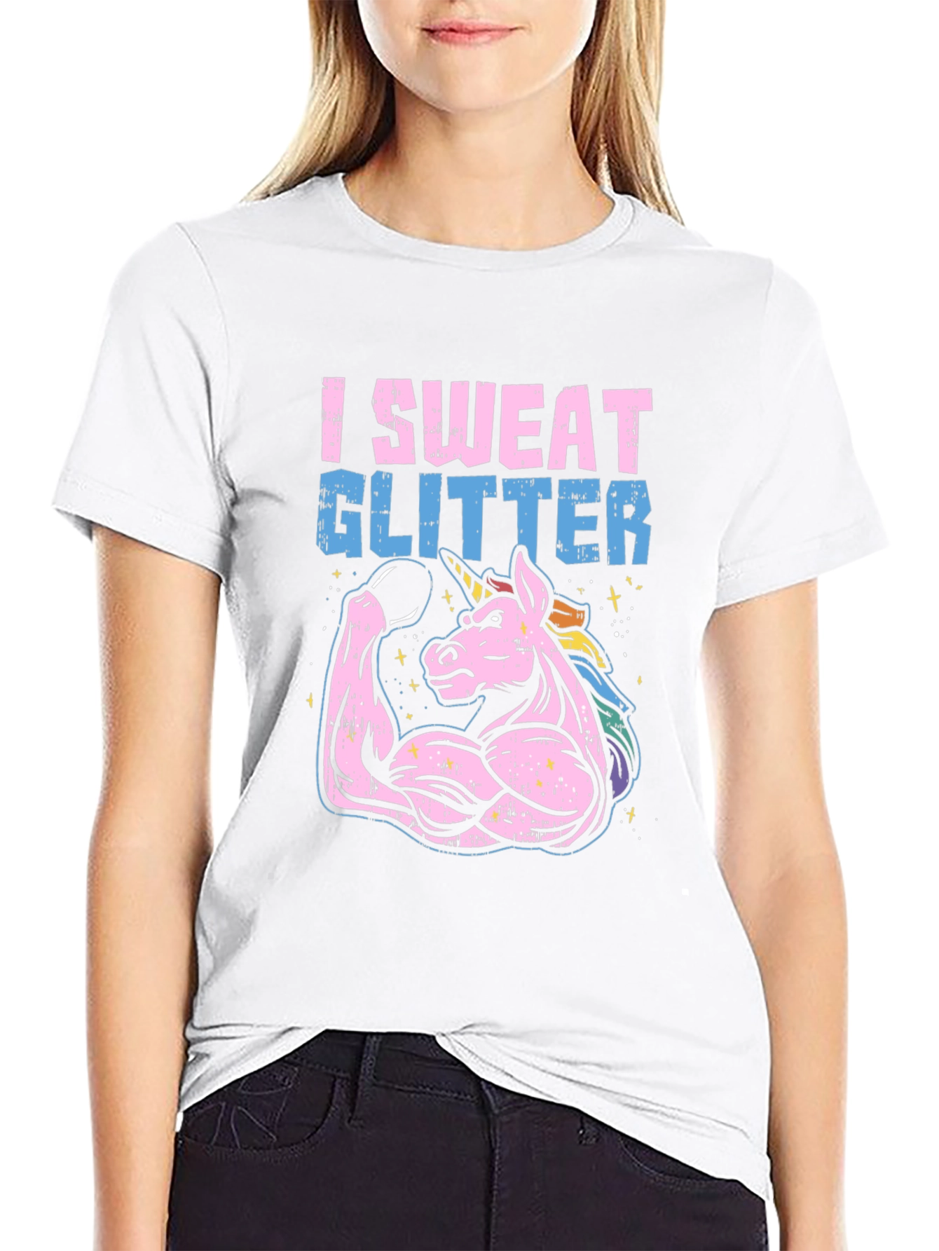 I Sweat Glitter Unicorn Gym T-Shirt