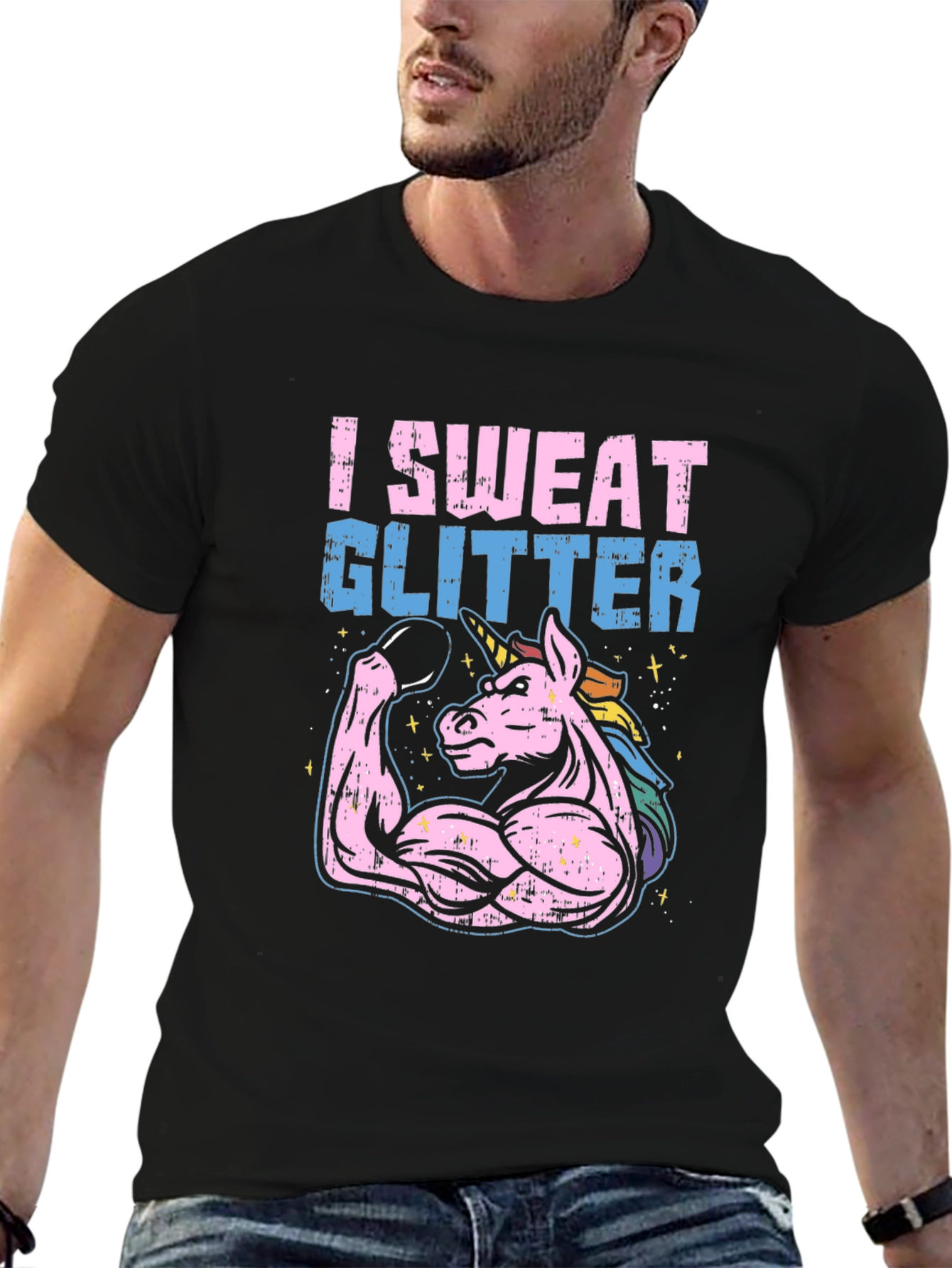 I Sweat Glitter Unicorn Gym T-Shirt