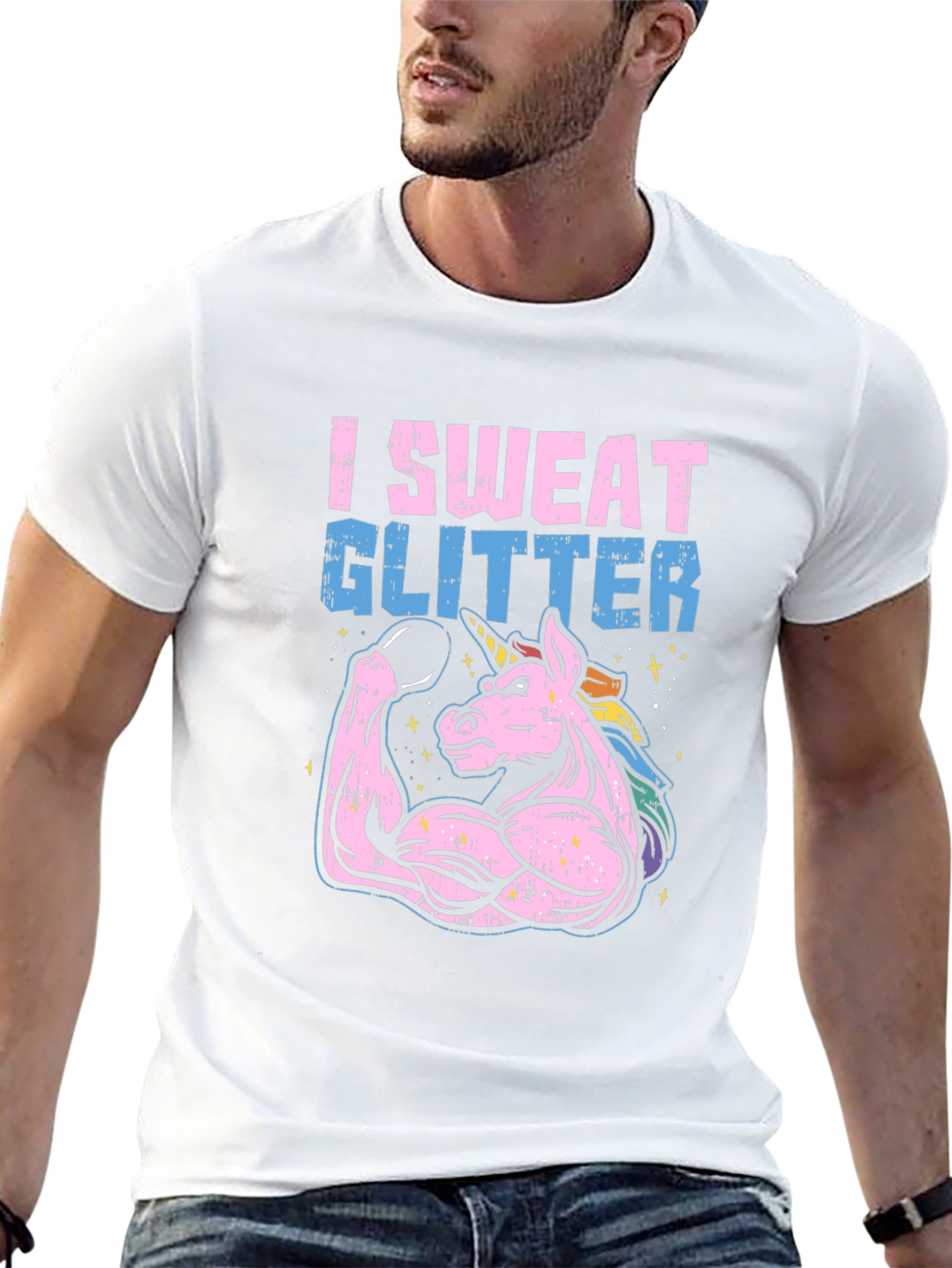 I Sweat Glitter Unicorn Gym T-Shirt