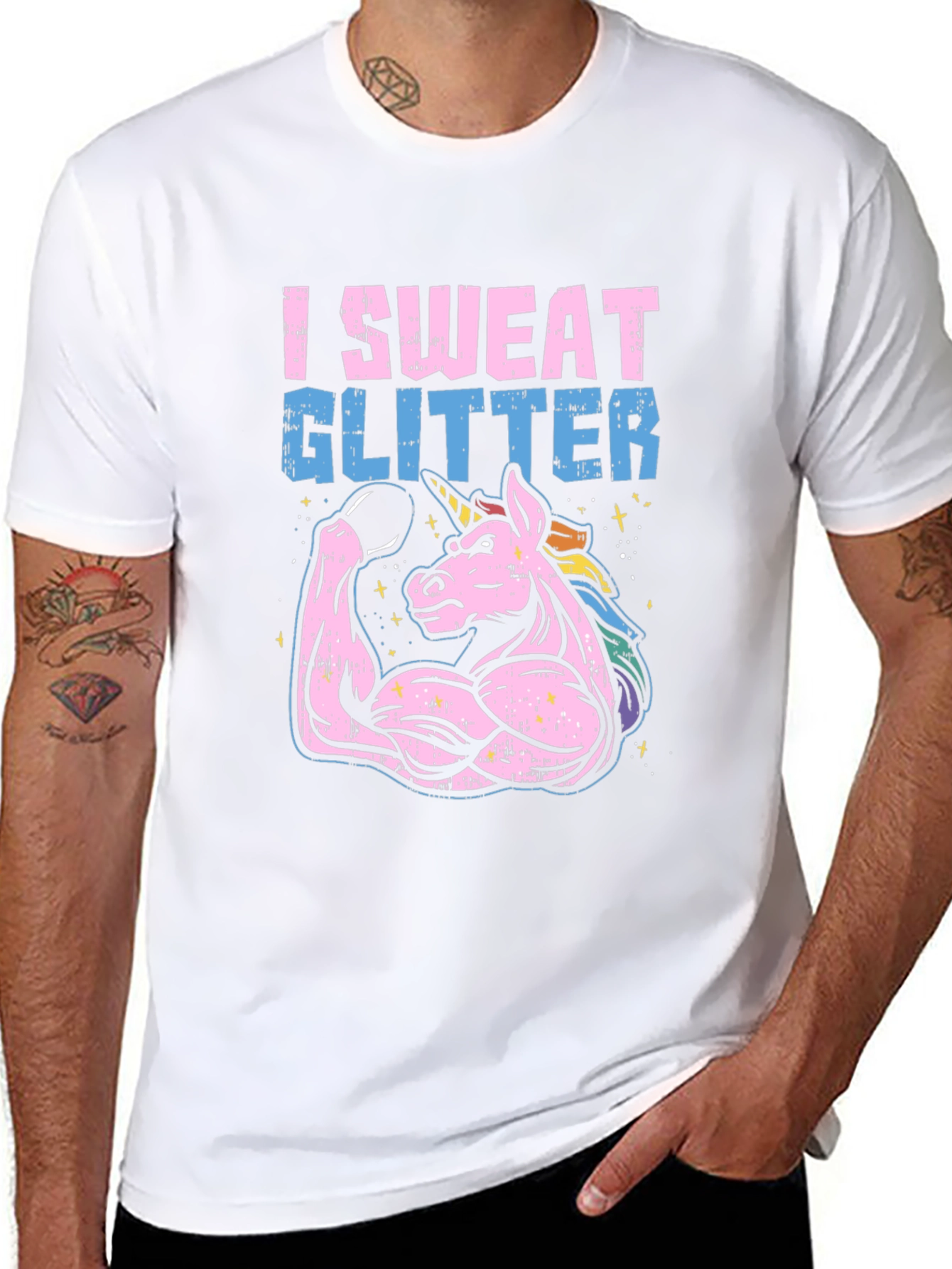 I Sweat Glitter Unicorn Gym T-Shirt