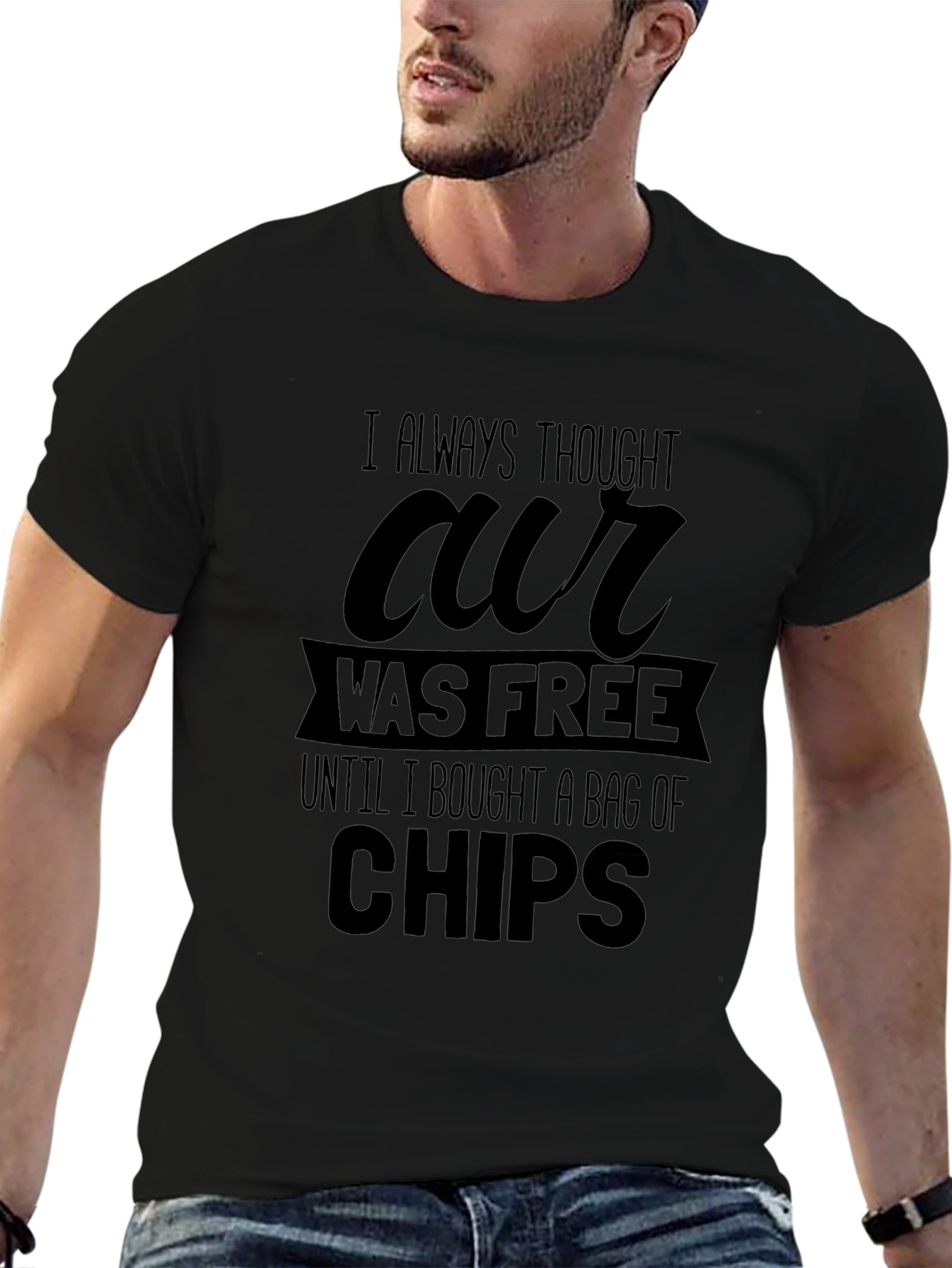 Humorous Our Was Free Graphic Black T-Shirt