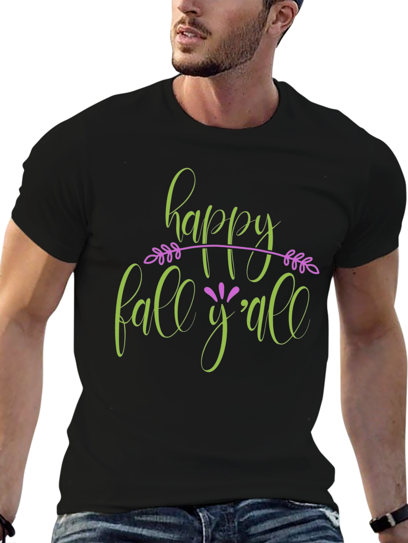 Happy Fall Yall Black T-Shirt
