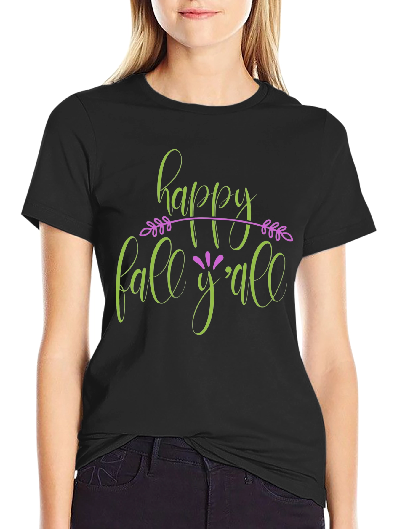 Happy Fall Yall Black T-Shirt