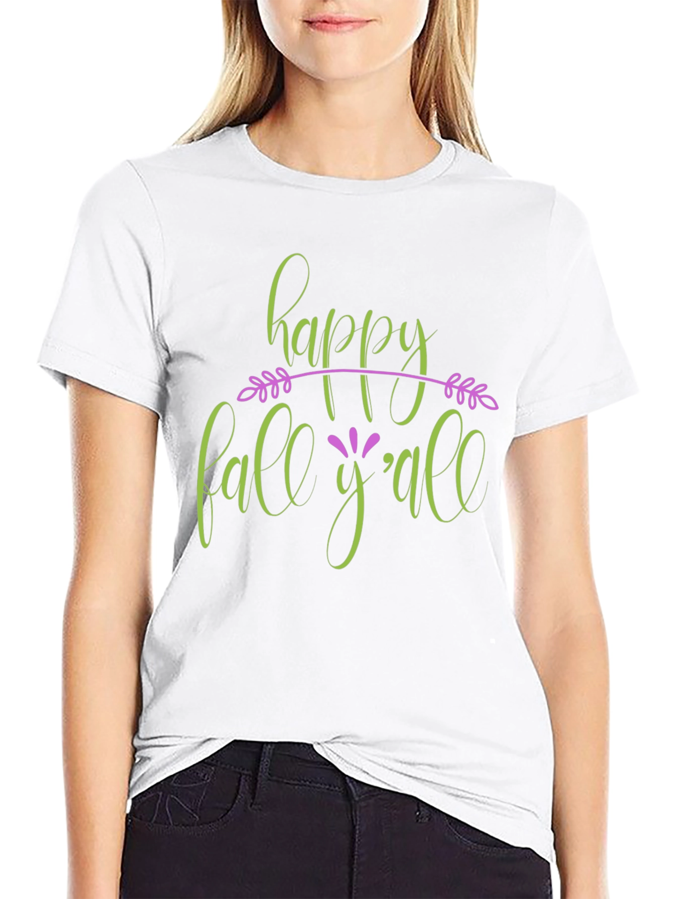 Happy Fall Yall Black T-Shirt