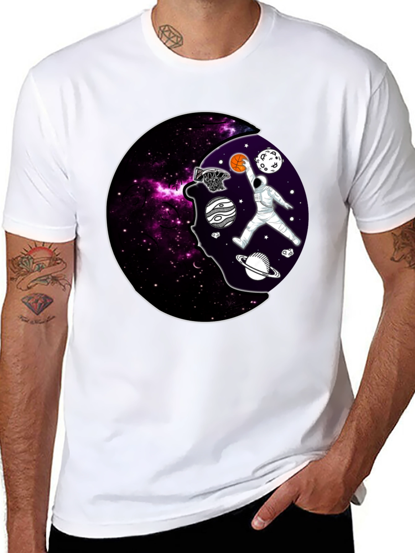 Cosmic Dunk T-Shirt - Astronaut Basketball