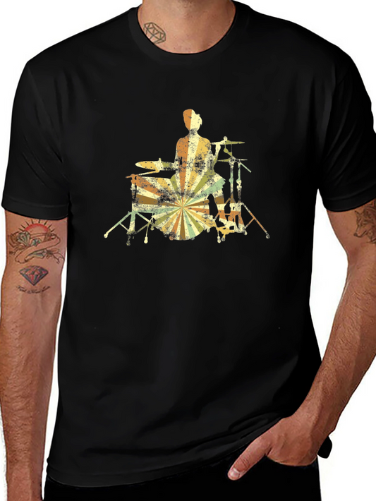 Retro Drummer T-Shirt - Vintage Music Tee