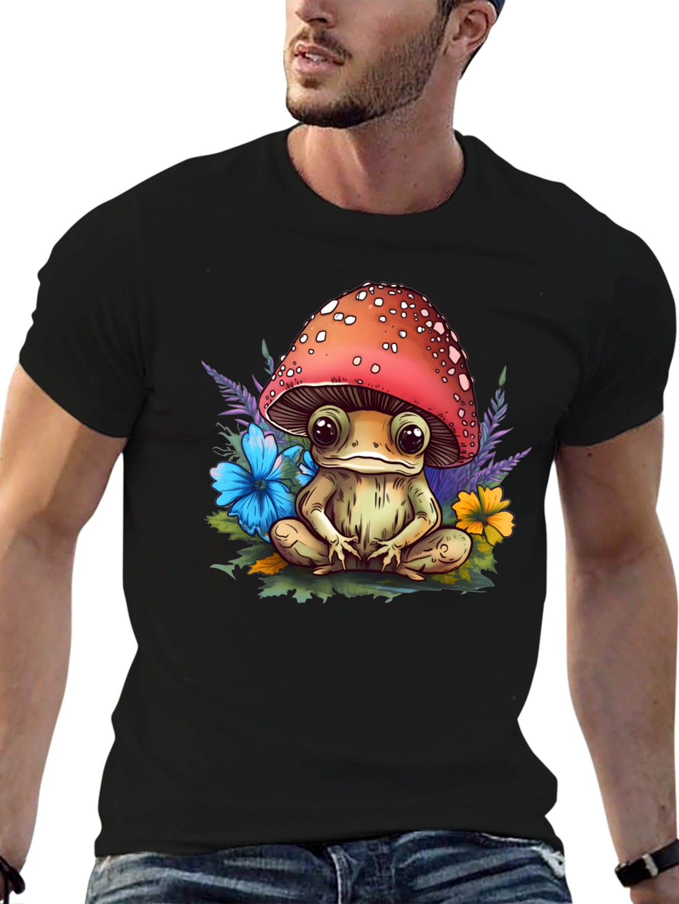 Mushroom Frog Graphic Tee - Adorable Nature Style
