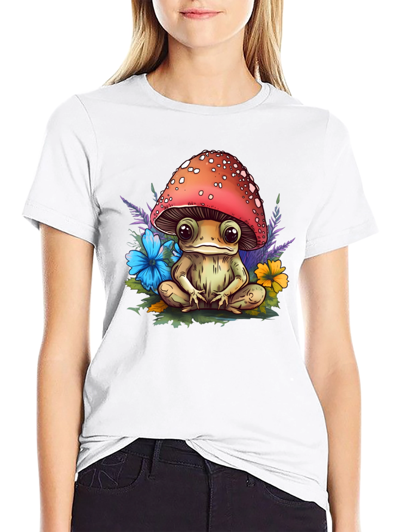 Mushroom Frog Graphic Tee - Adorable Nature Style