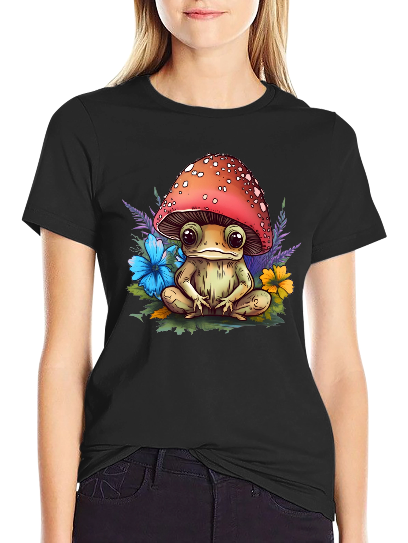 Mushroom Frog Graphic Tee - Adorable Nature Style