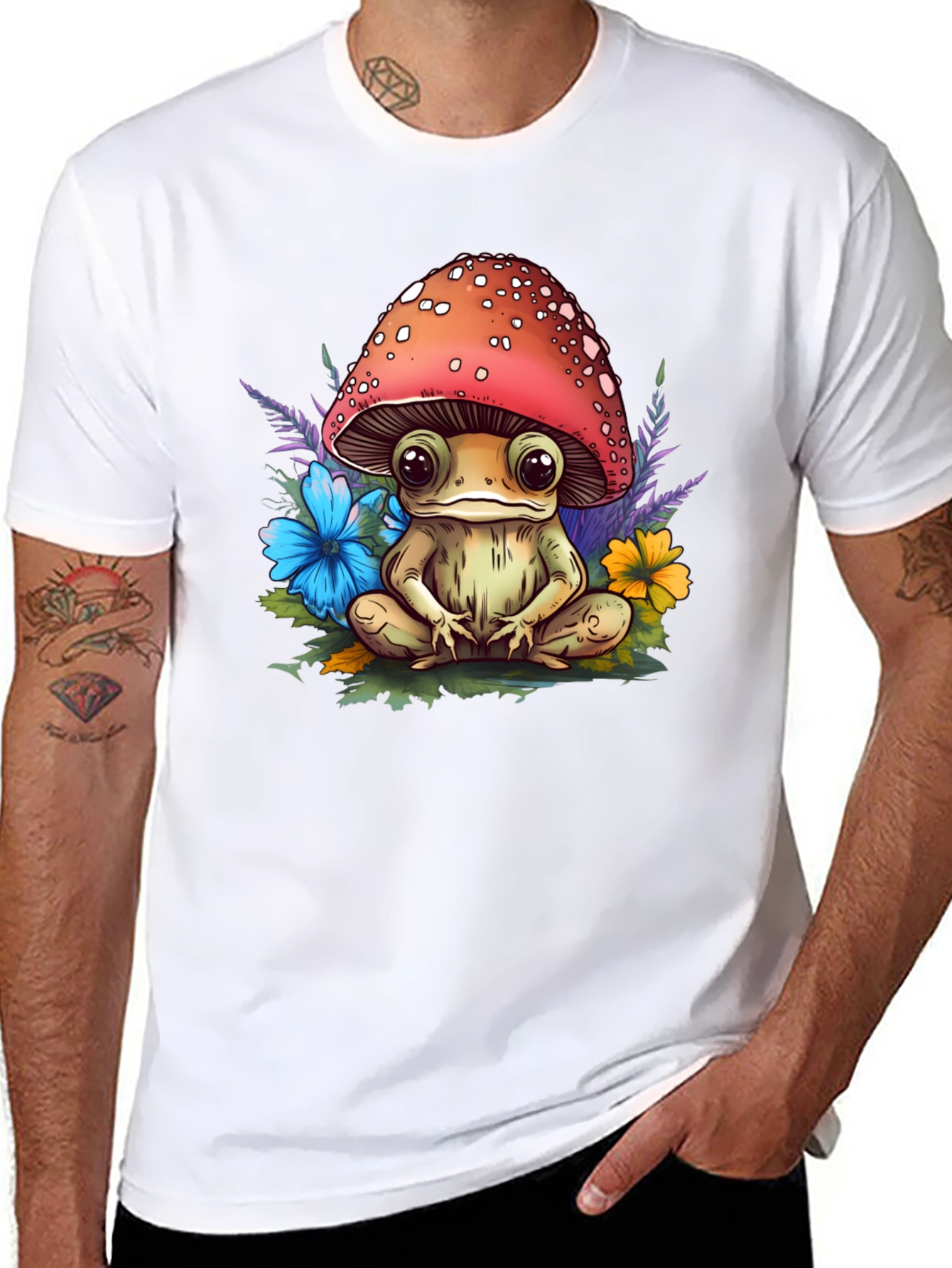 Mushroom Frog Graphic Tee - Adorable Nature Style