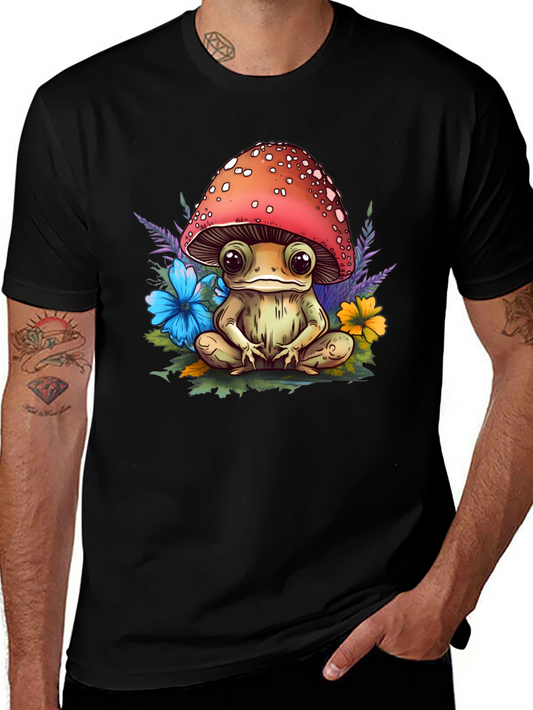 Mushroom Frog Graphic Tee - Adorable Nature Style