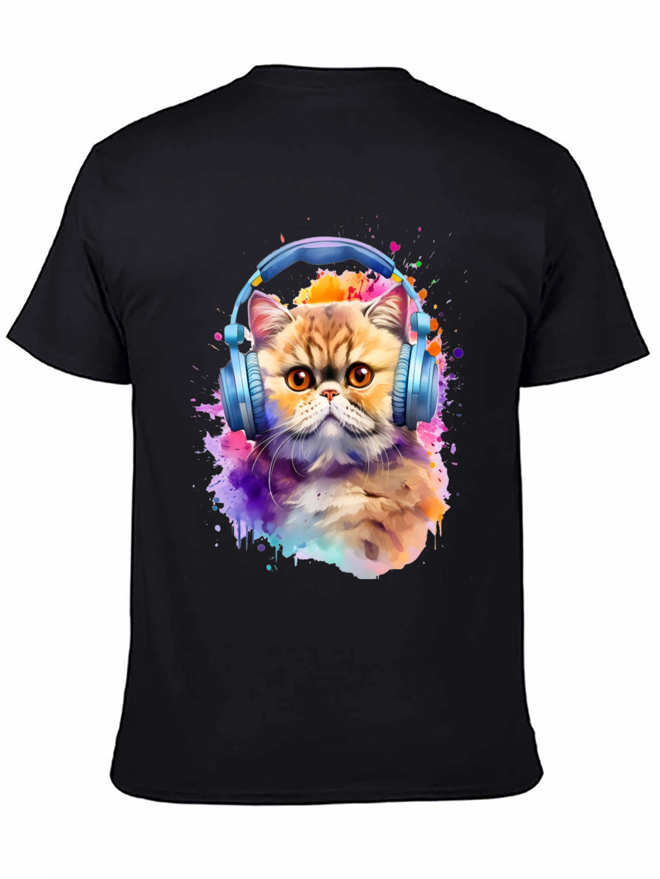 Cat with Headphones T-Shirt - Artistic Animal Tee