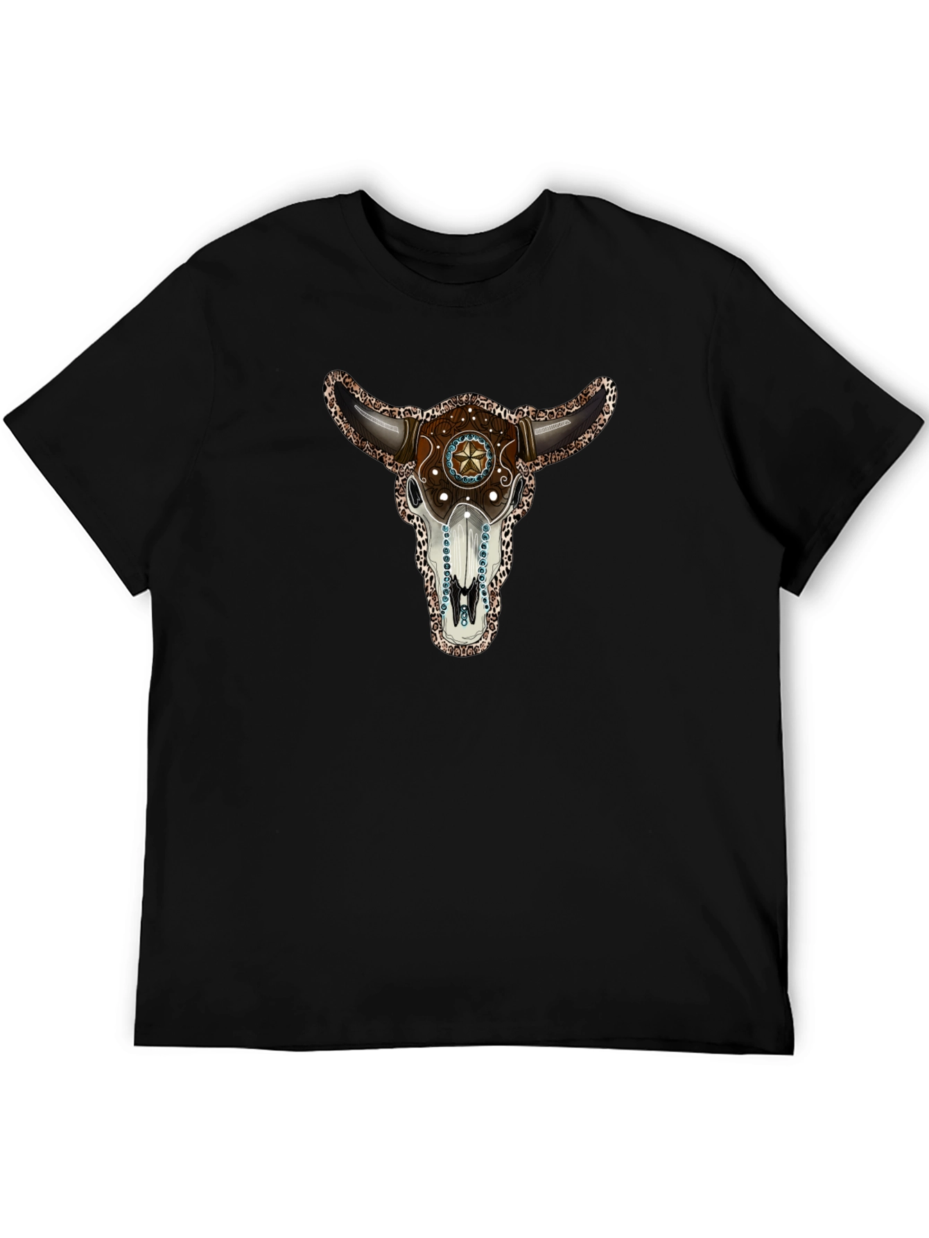 Bull Skull Graphic T-Shirt - Western Style