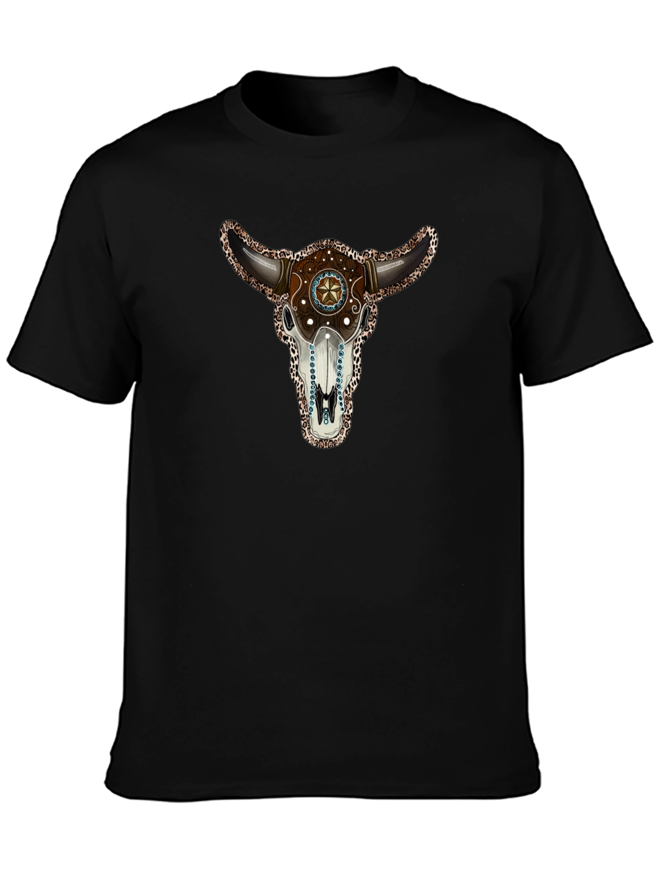 Bull Skull Graphic T-Shirt - Western Style