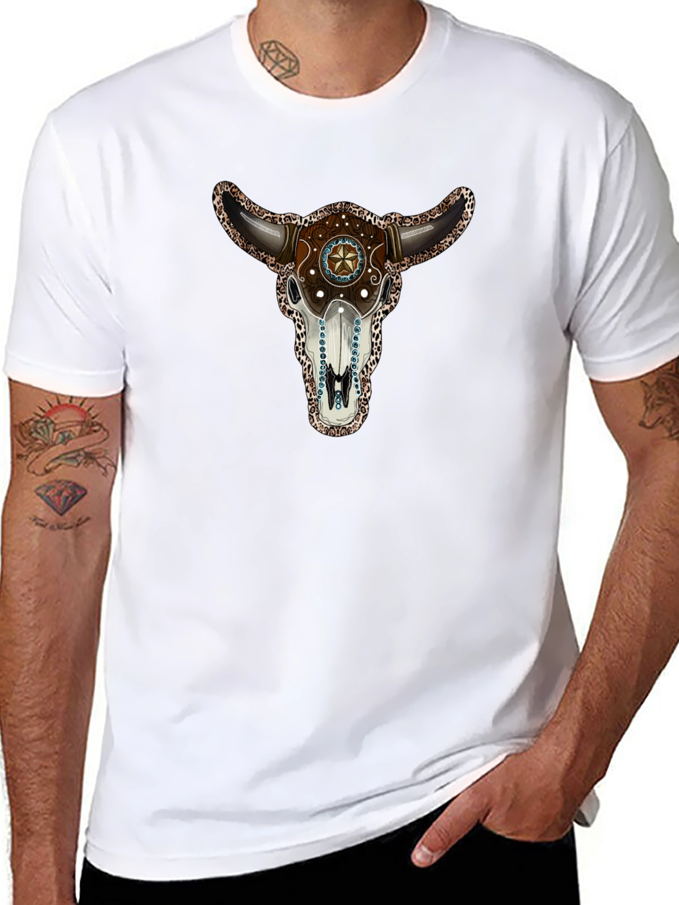 Bull Skull Graphic T-Shirt - Western Style